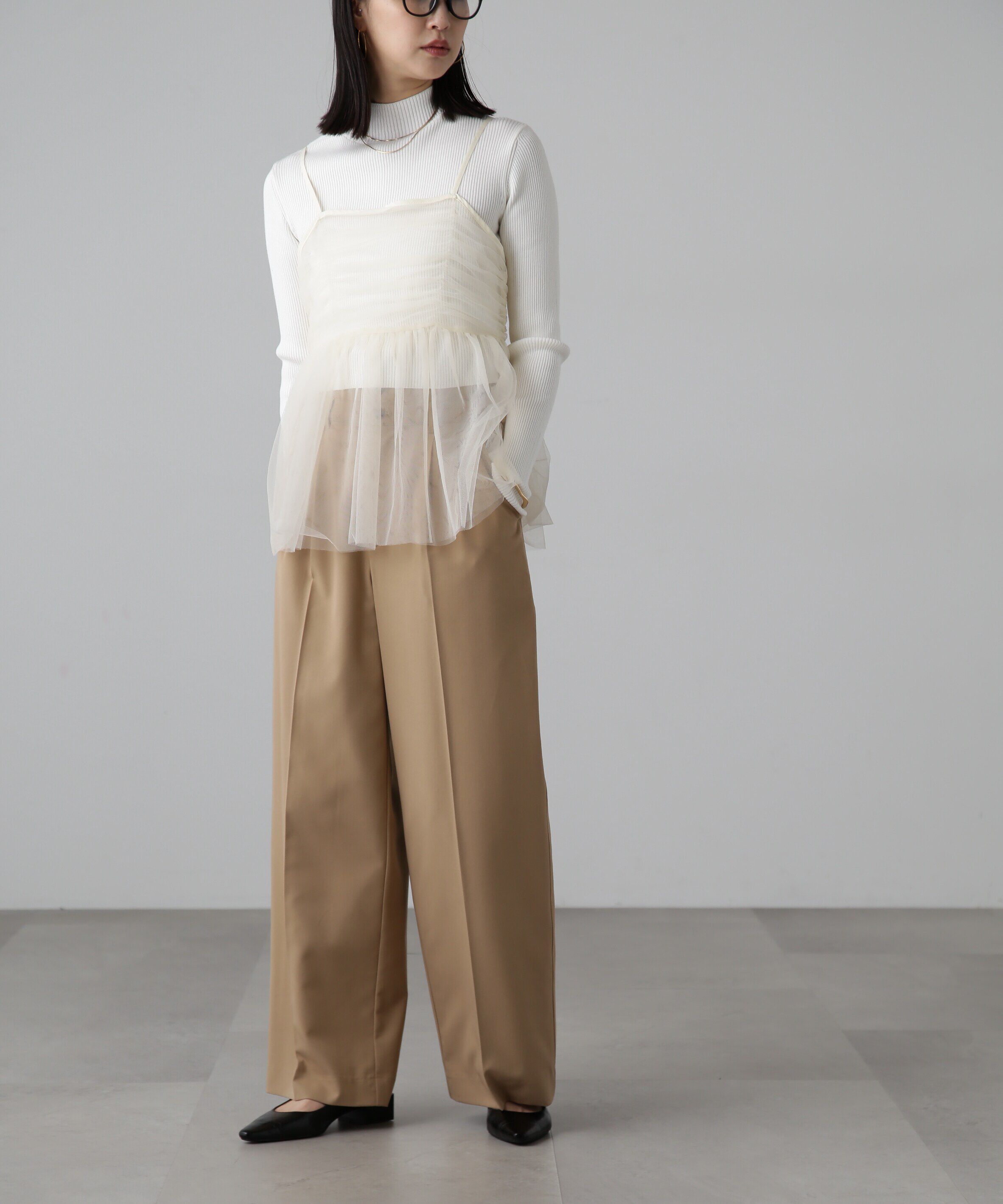  「ハイネックショート丈リブニット」|ニット・セーター|