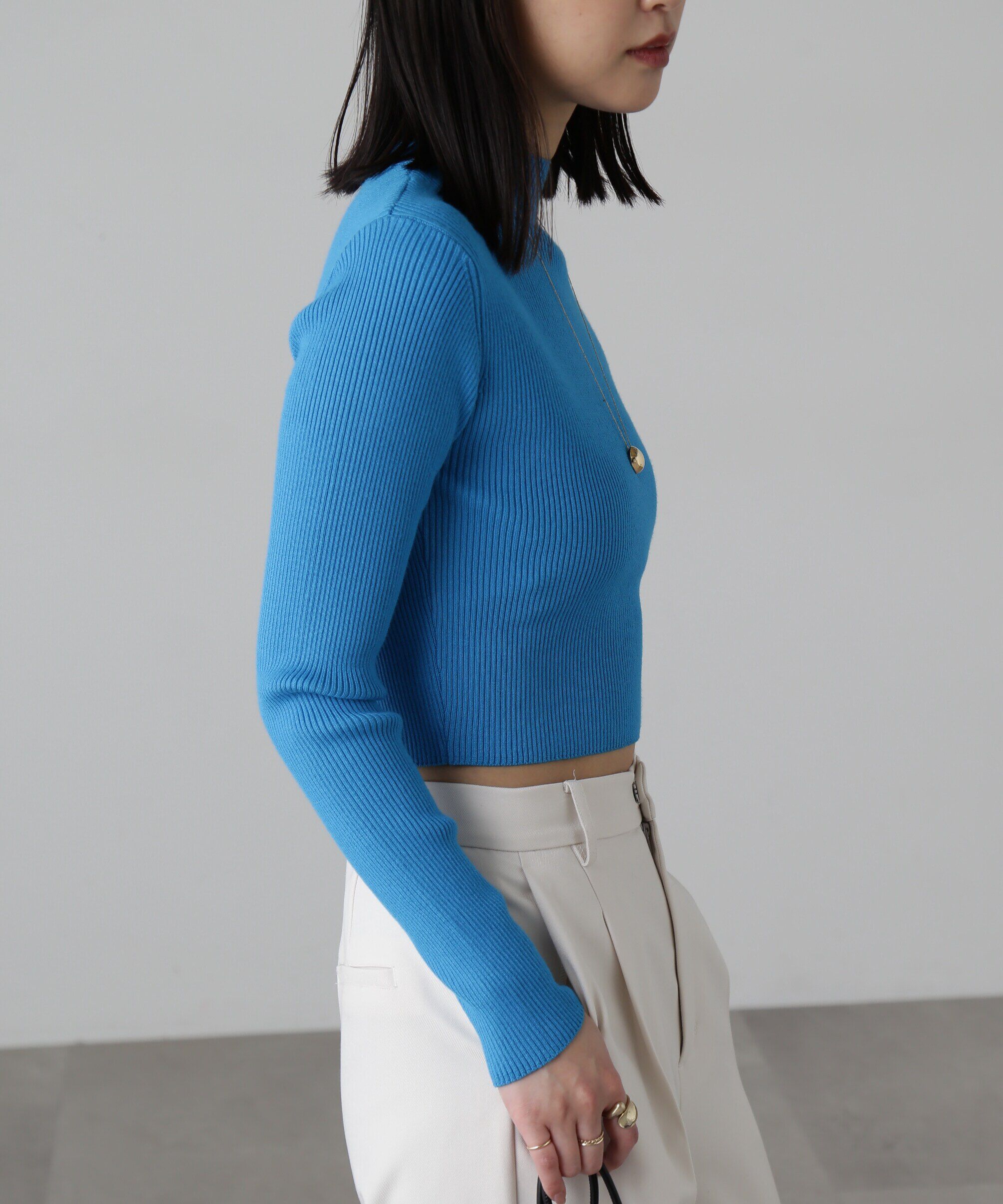  「ハイネックショート丈リブニット」|ニット・セーター|