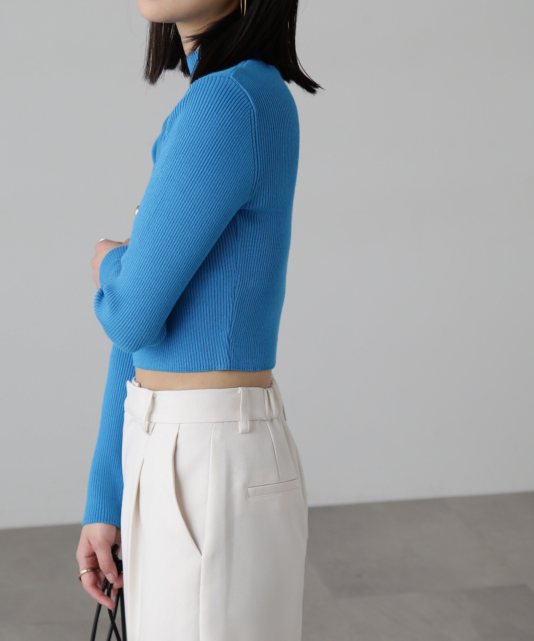  「ハイネックショート丈リブニット」|ニット・セーター|