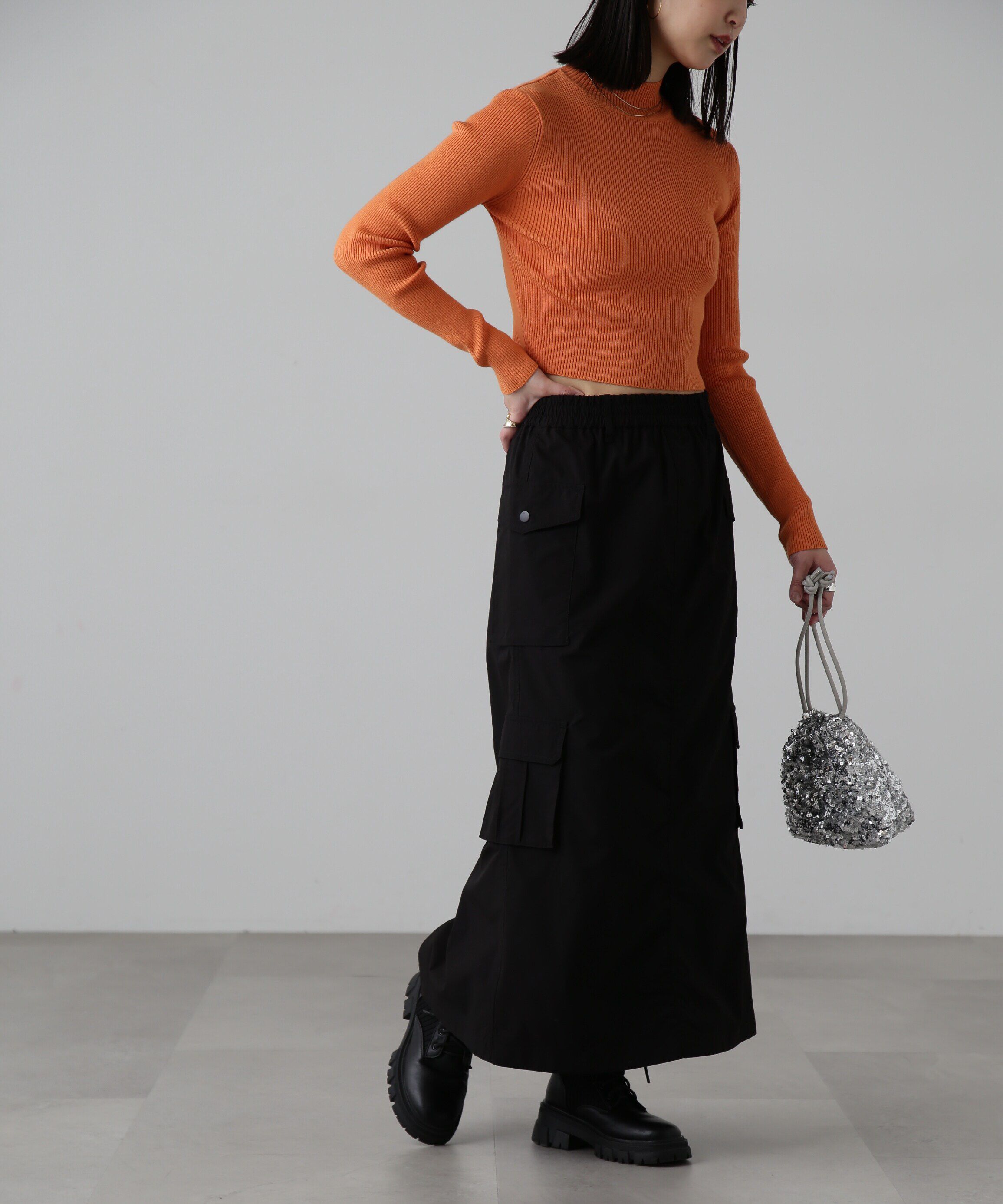  「ハイネックショート丈リブニット」|ニット・セーター|