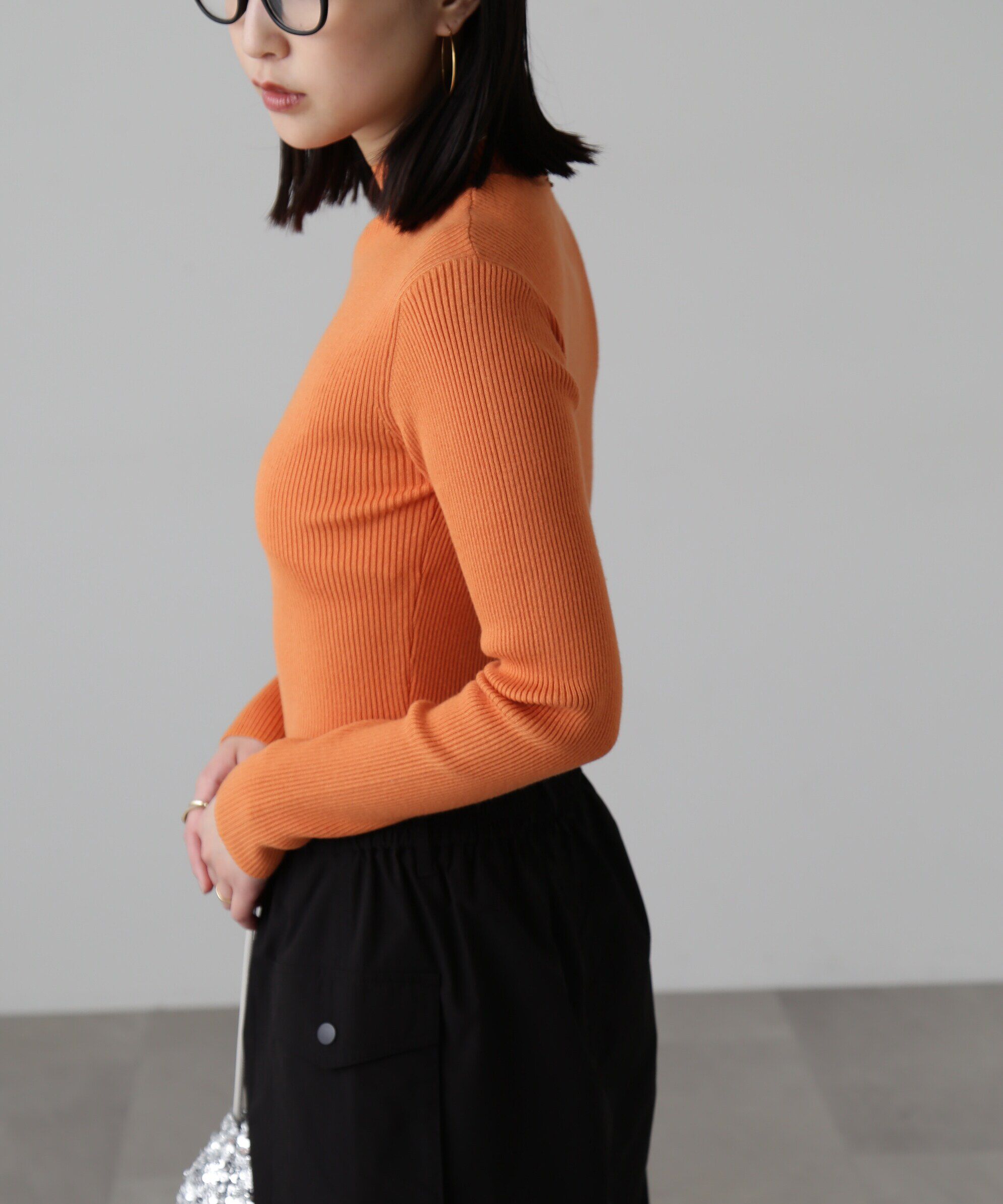  「ハイネックショート丈リブニット」|ニット・セーター|