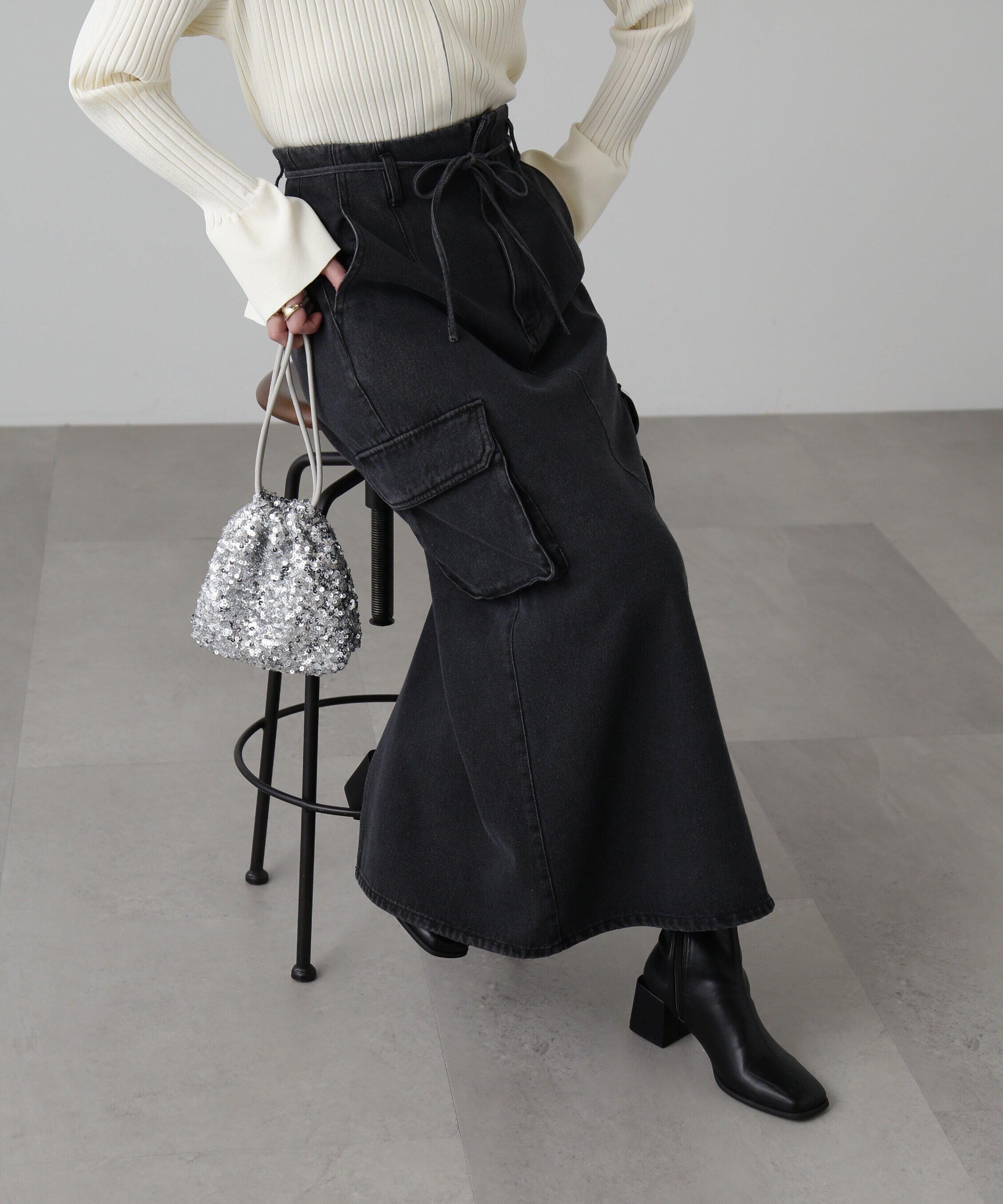  「[低身長サイズ/Sシリーズ]カーゴデニムナロースカート」|スカート|