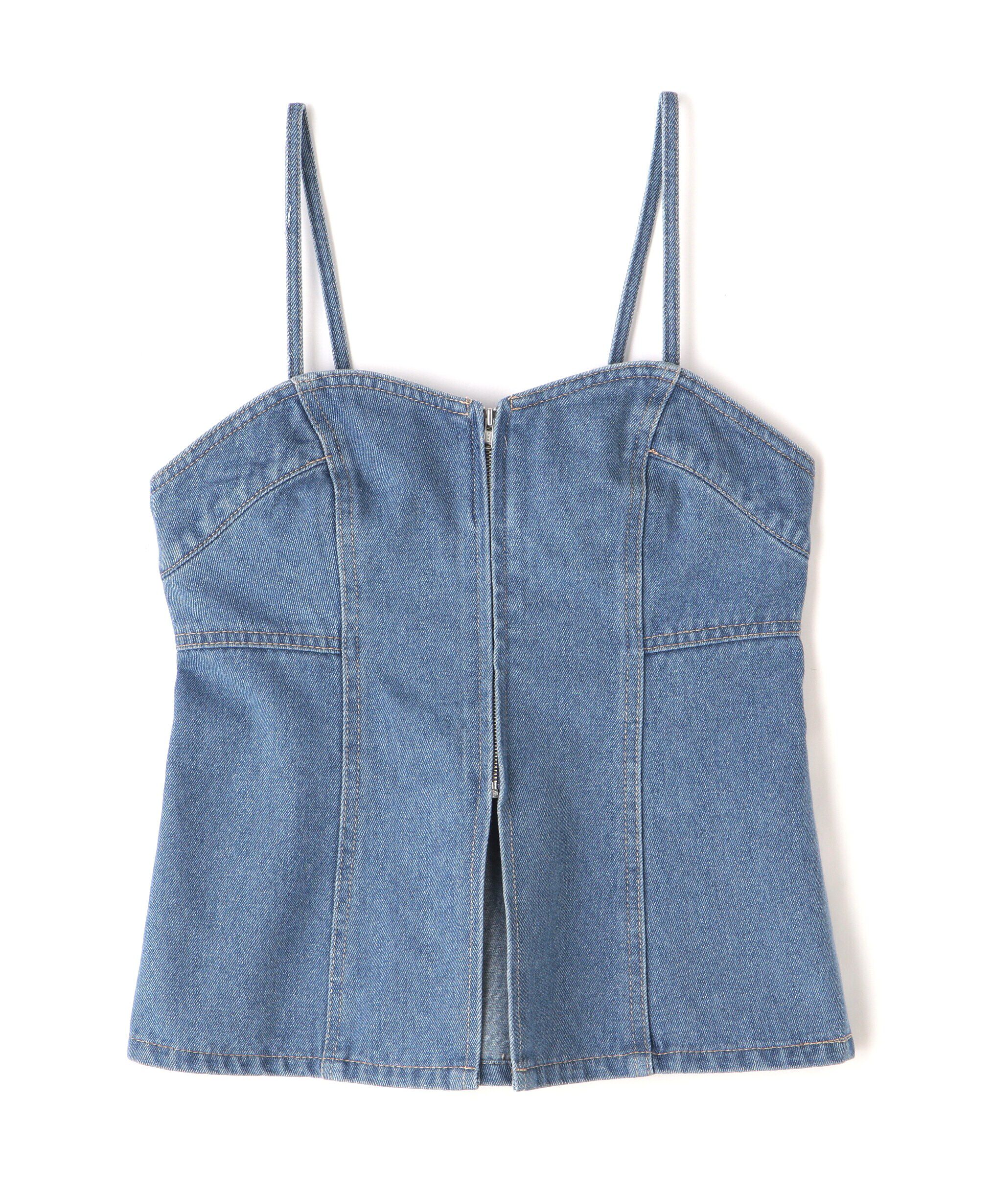  「フロントジップデニムキャミビスチェ」|シャツ・ブラウス|