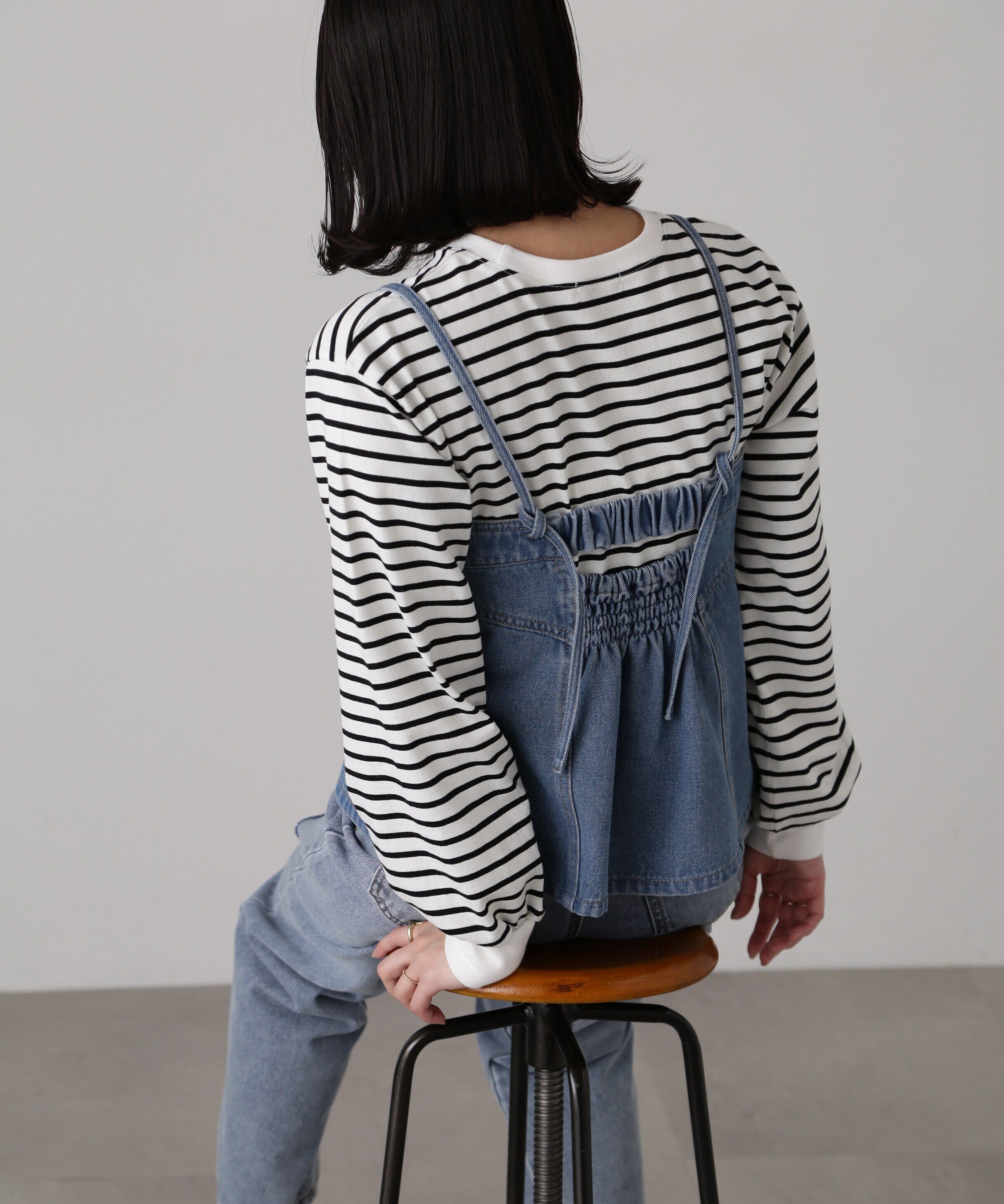  「フロントジップデニムキャミビスチェ」|シャツ・ブラウス|