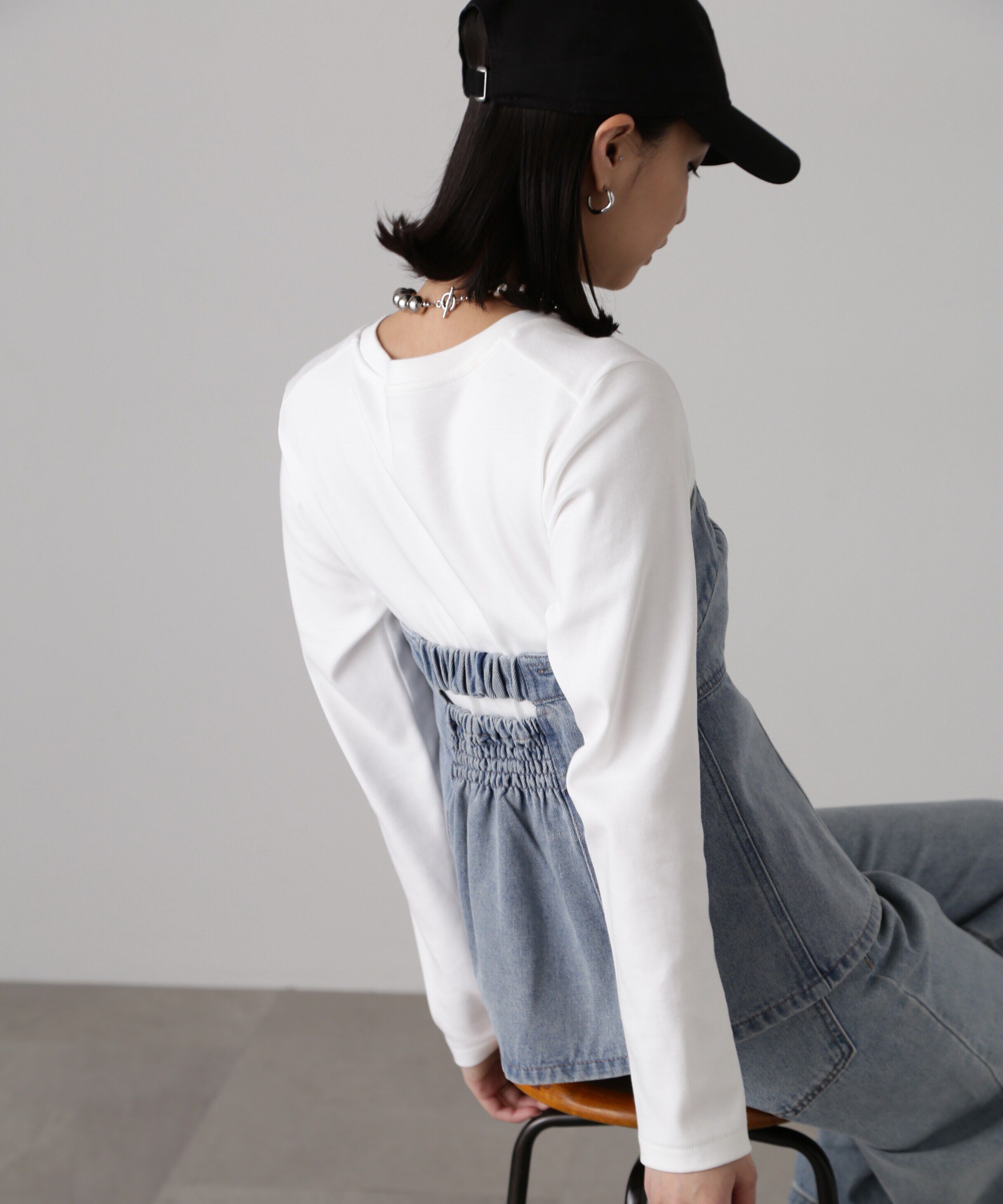  「フロントジップデニムキャミビスチェ」|シャツ・ブラウス|