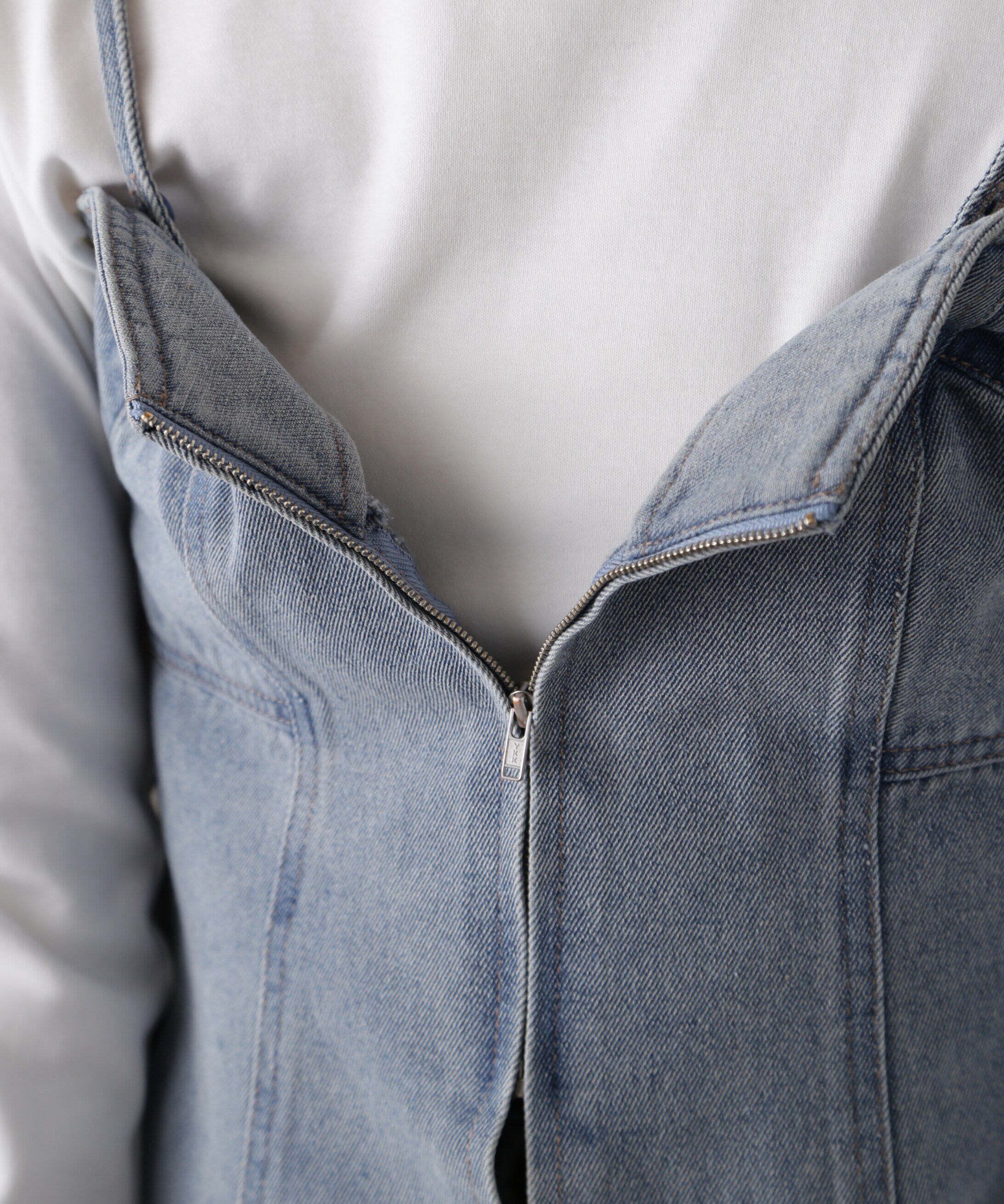  「フロントジップデニムキャミビスチェ」|シャツ・ブラウス|