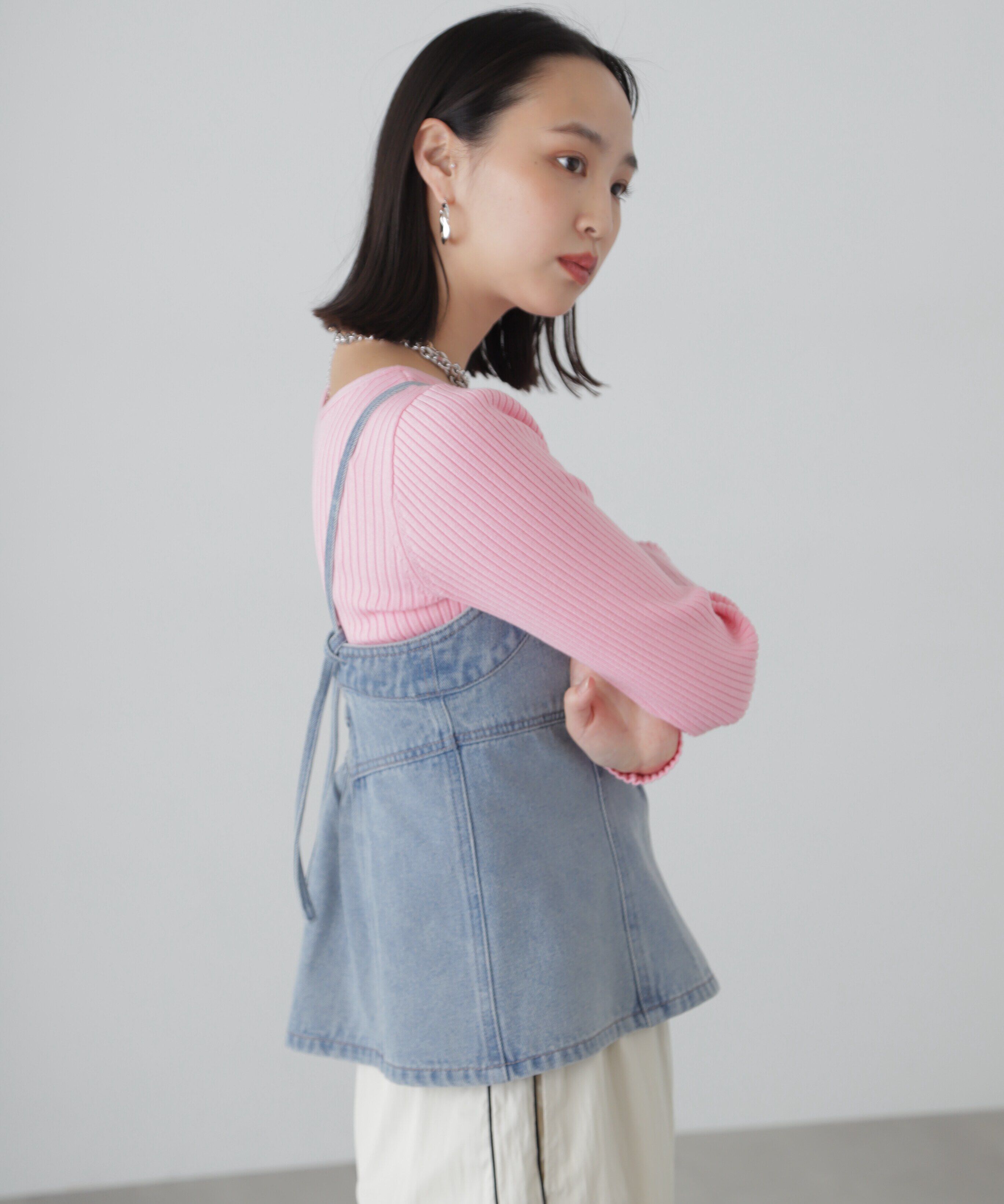  「フロントジップデニムキャミビスチェ」|シャツ・ブラウス|