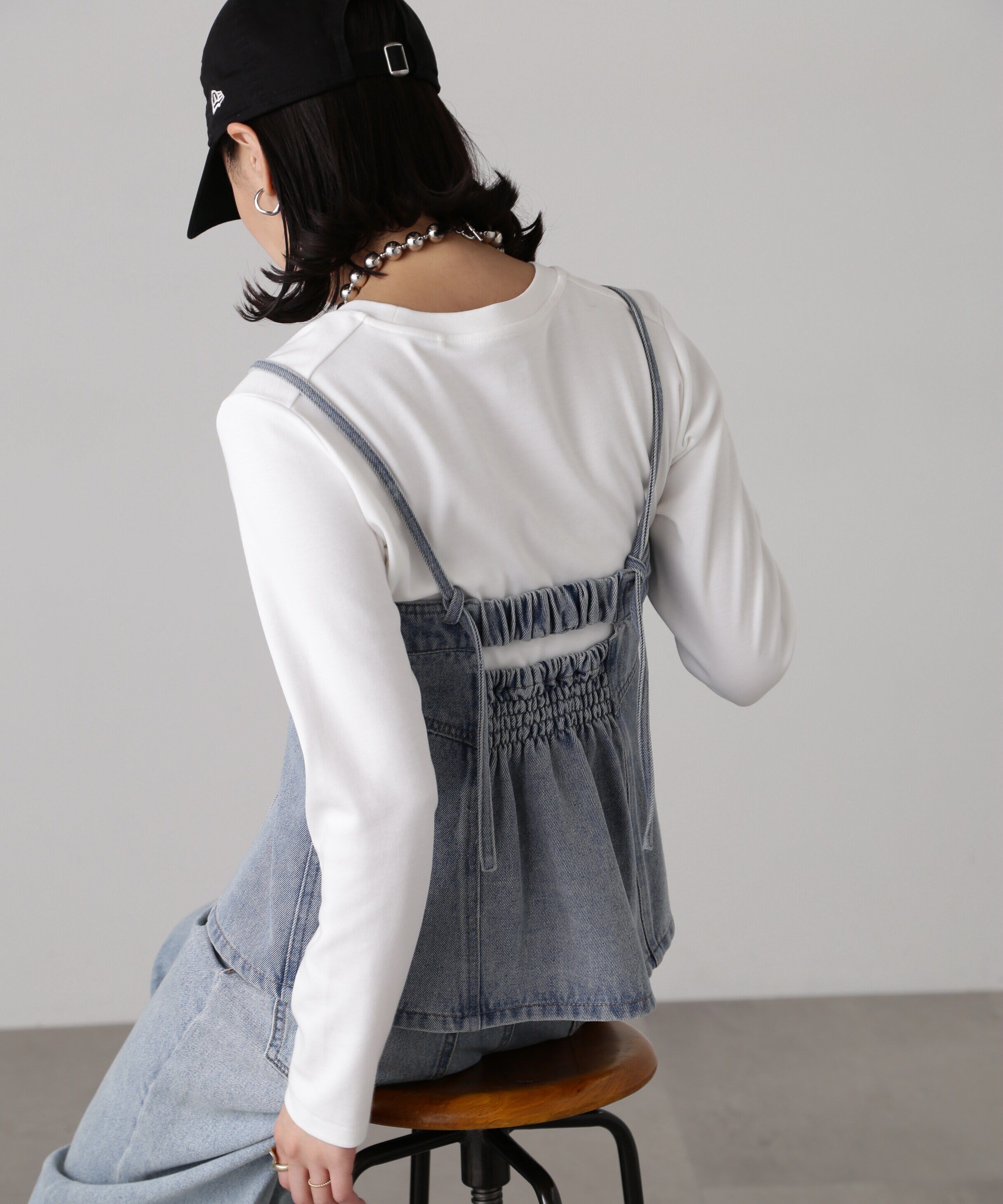  「フロントジップデニムキャミビスチェ」|シャツ・ブラウス|