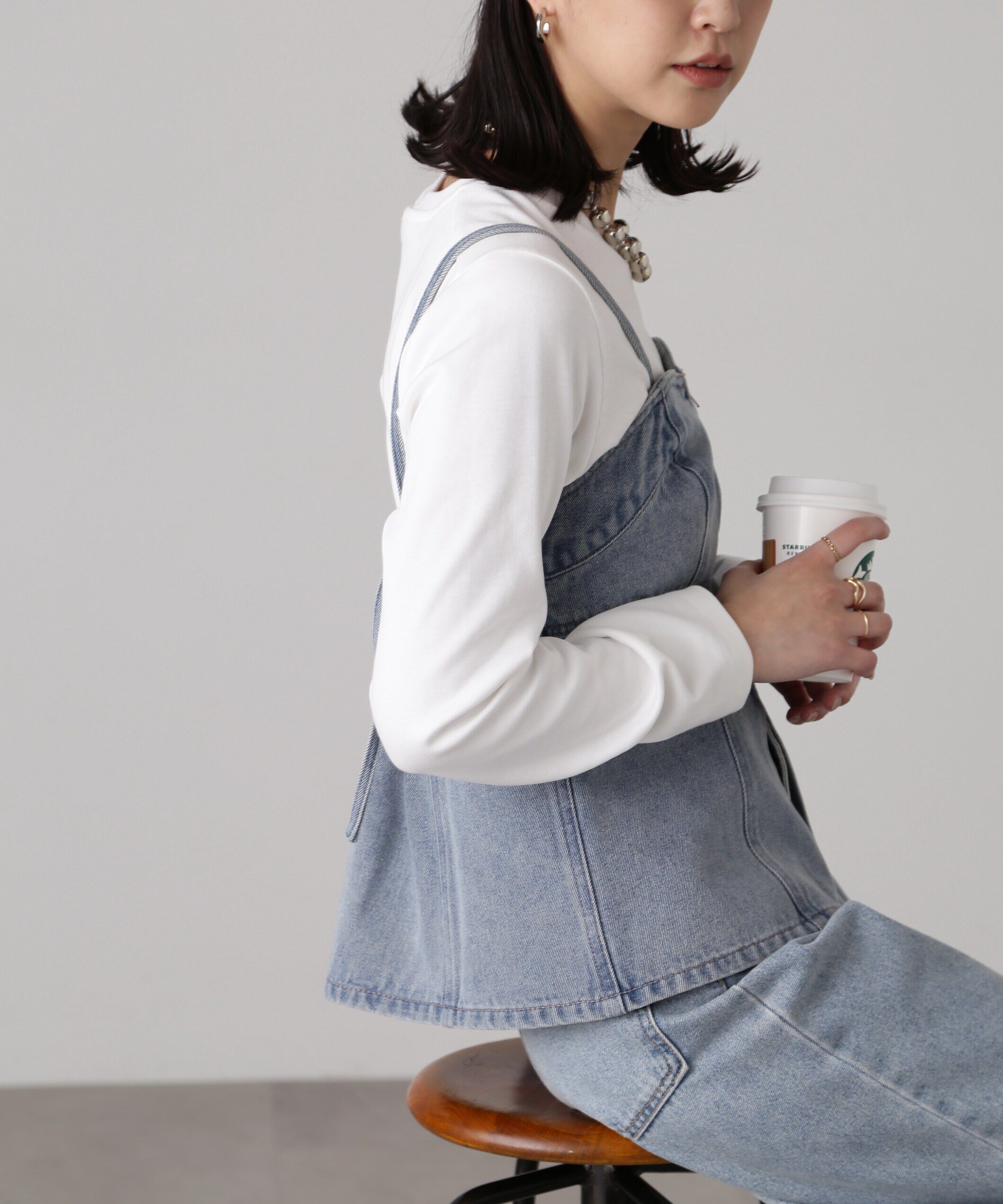  「フロントジップデニムキャミビスチェ」|シャツ・ブラウス|