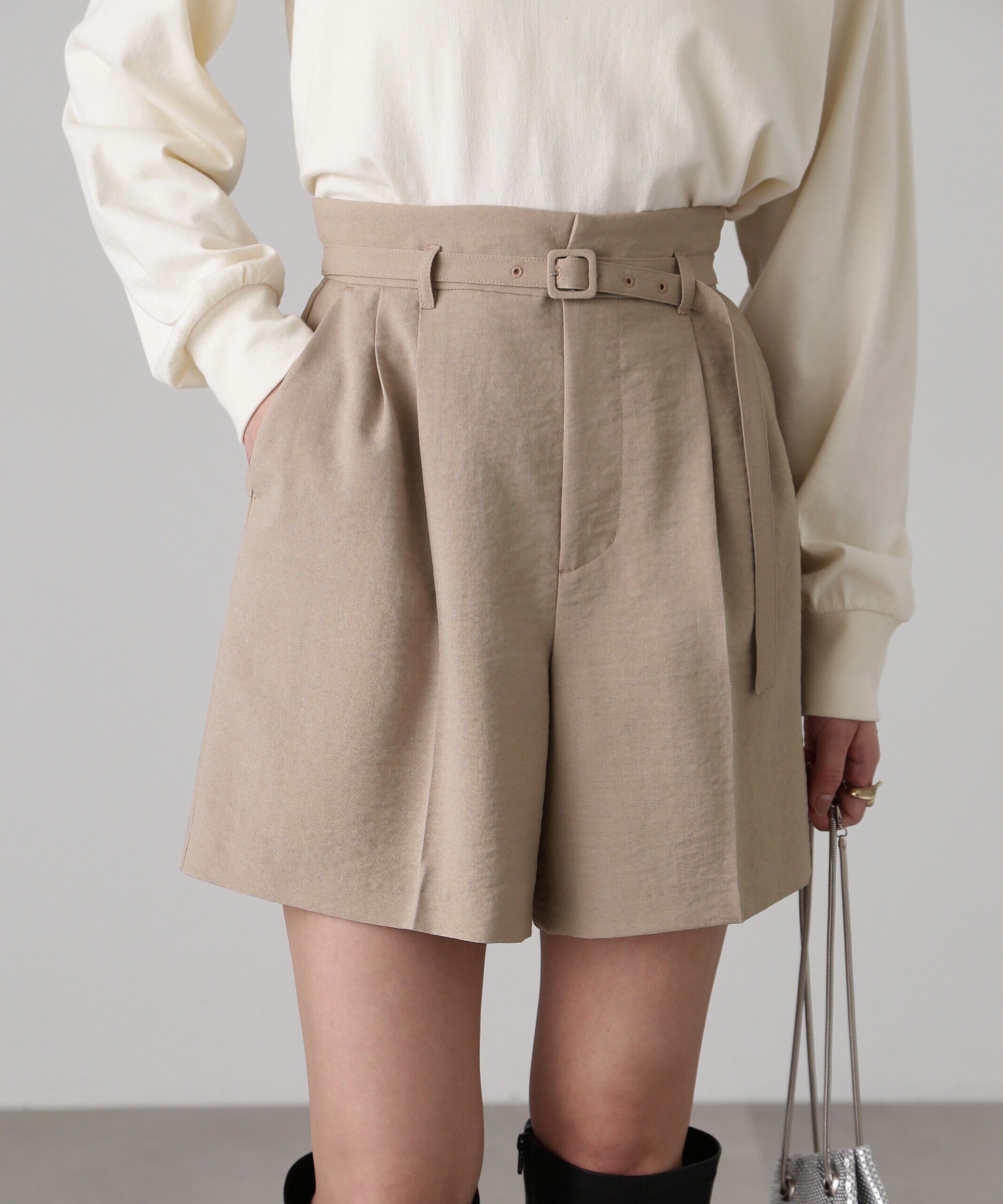  「[低身長サイズ/Sシリーズ]気流染めベルト付ショートパンツ」|その他|