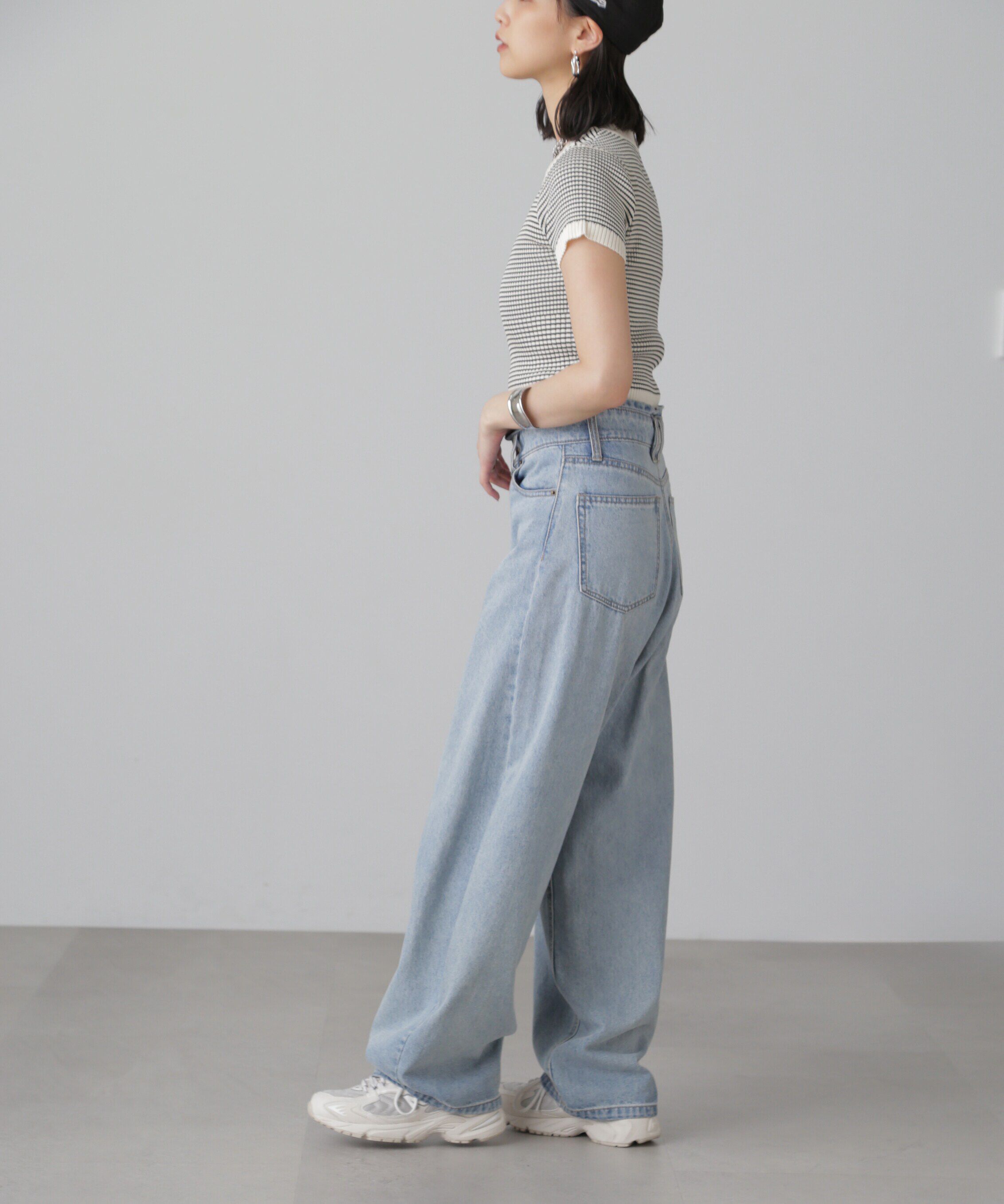  「ショート丈クルーネックリブニット」|ニット・セーター|