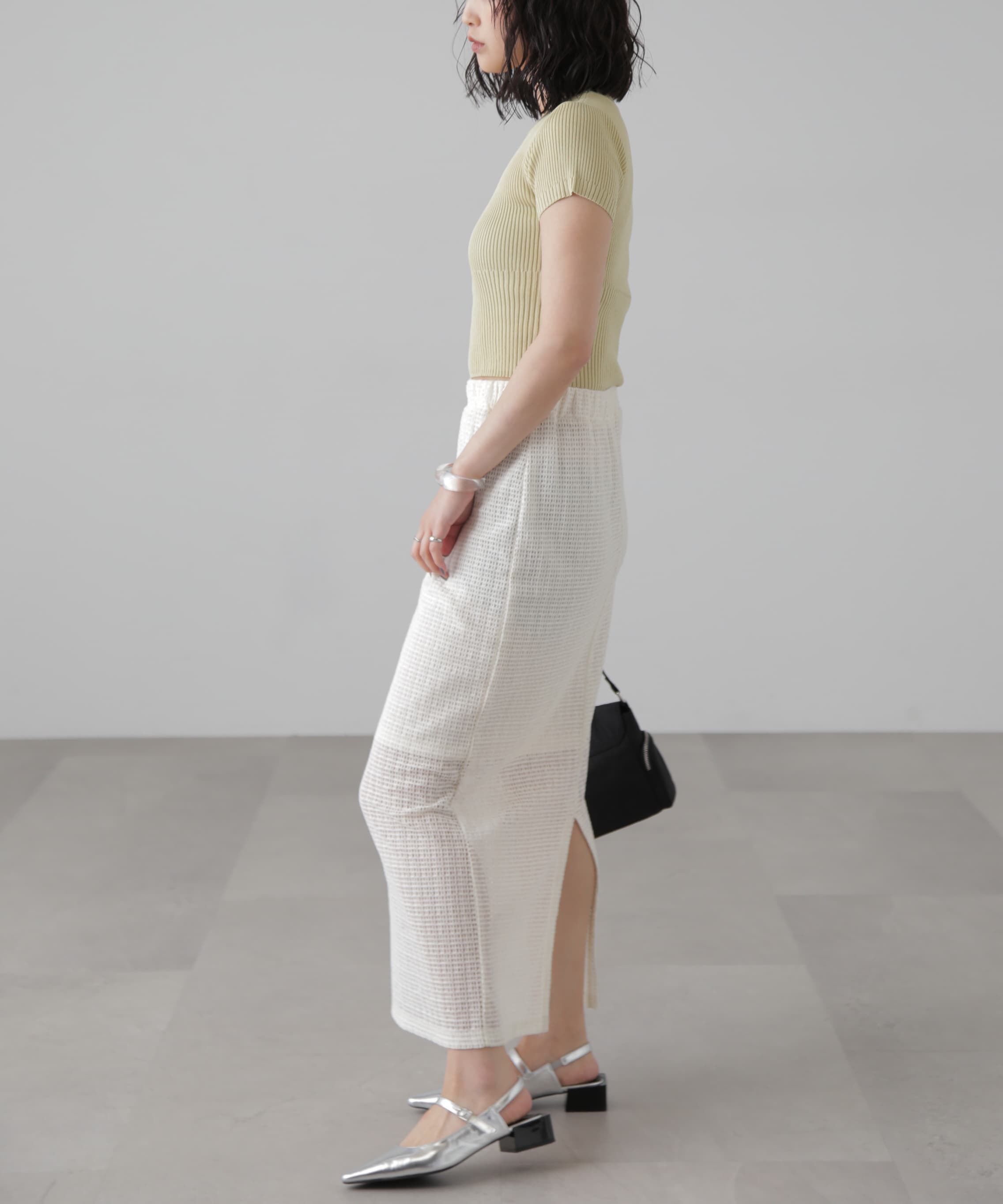  「ショート丈クルーネックリブニット」|ニット・セーター|