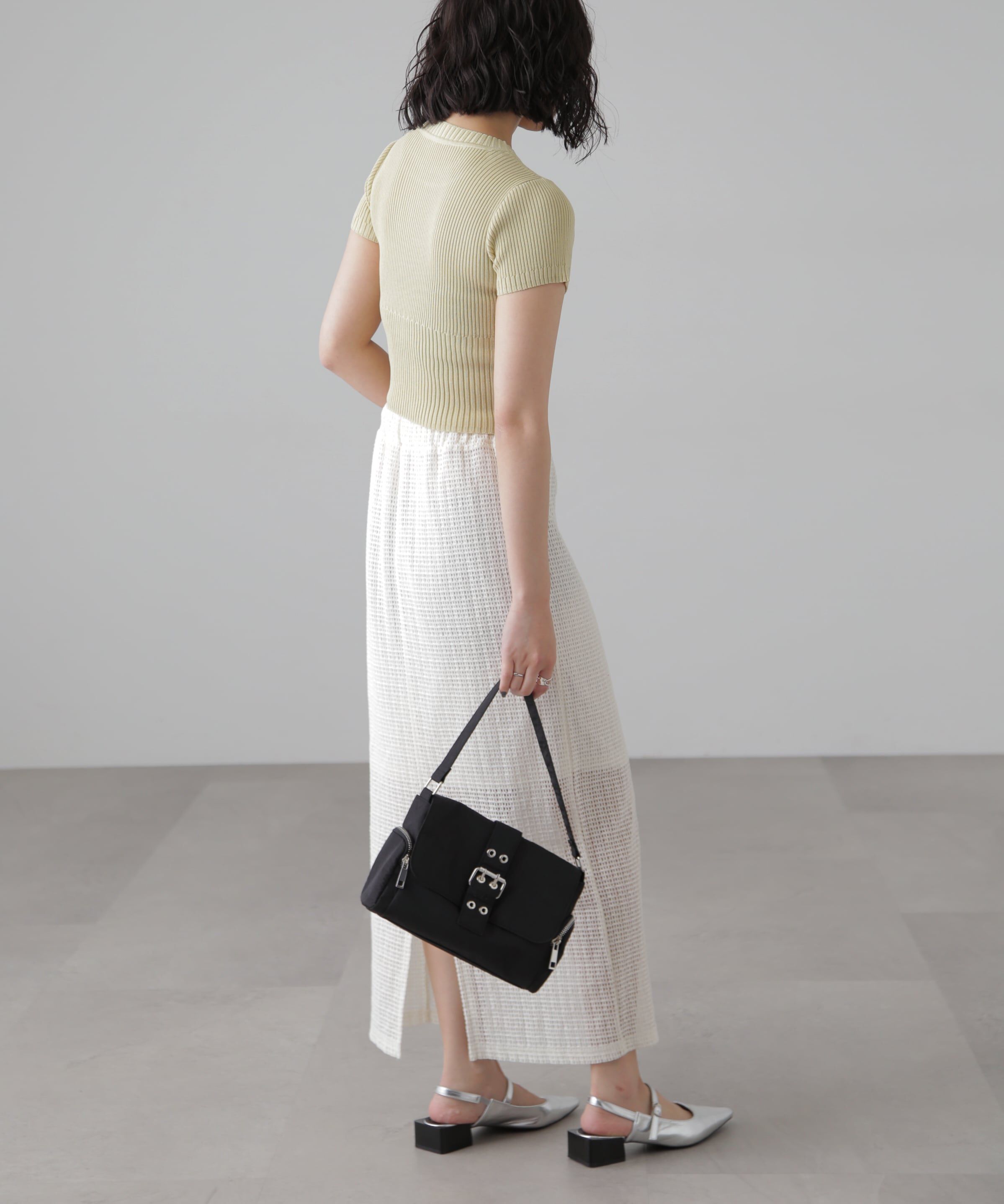  「ショート丈クルーネックリブニット」|ニット・セーター|