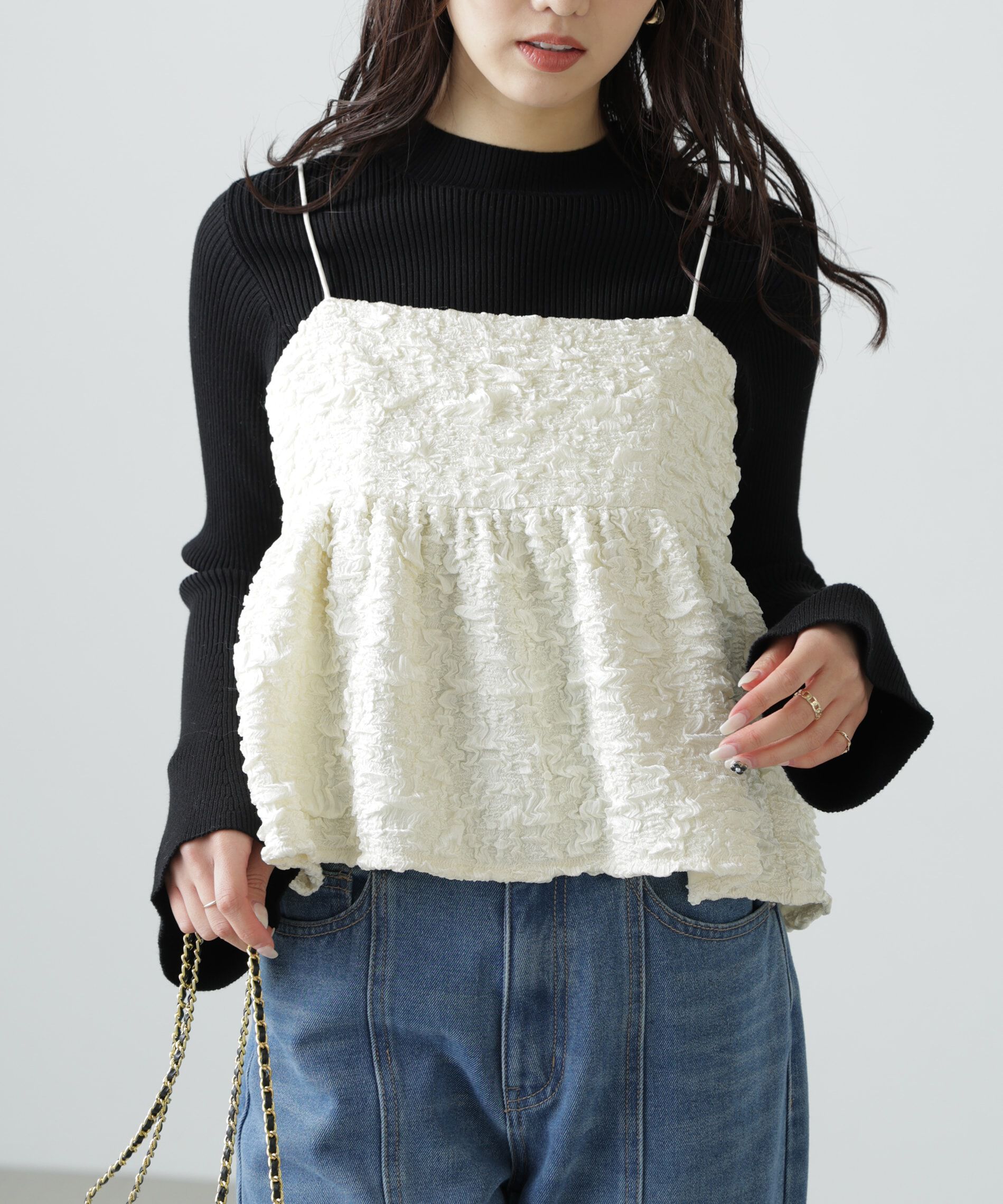  「〈洗える〉マシンウォッシャブルフレアスリーブニット」|ニット・セーター|