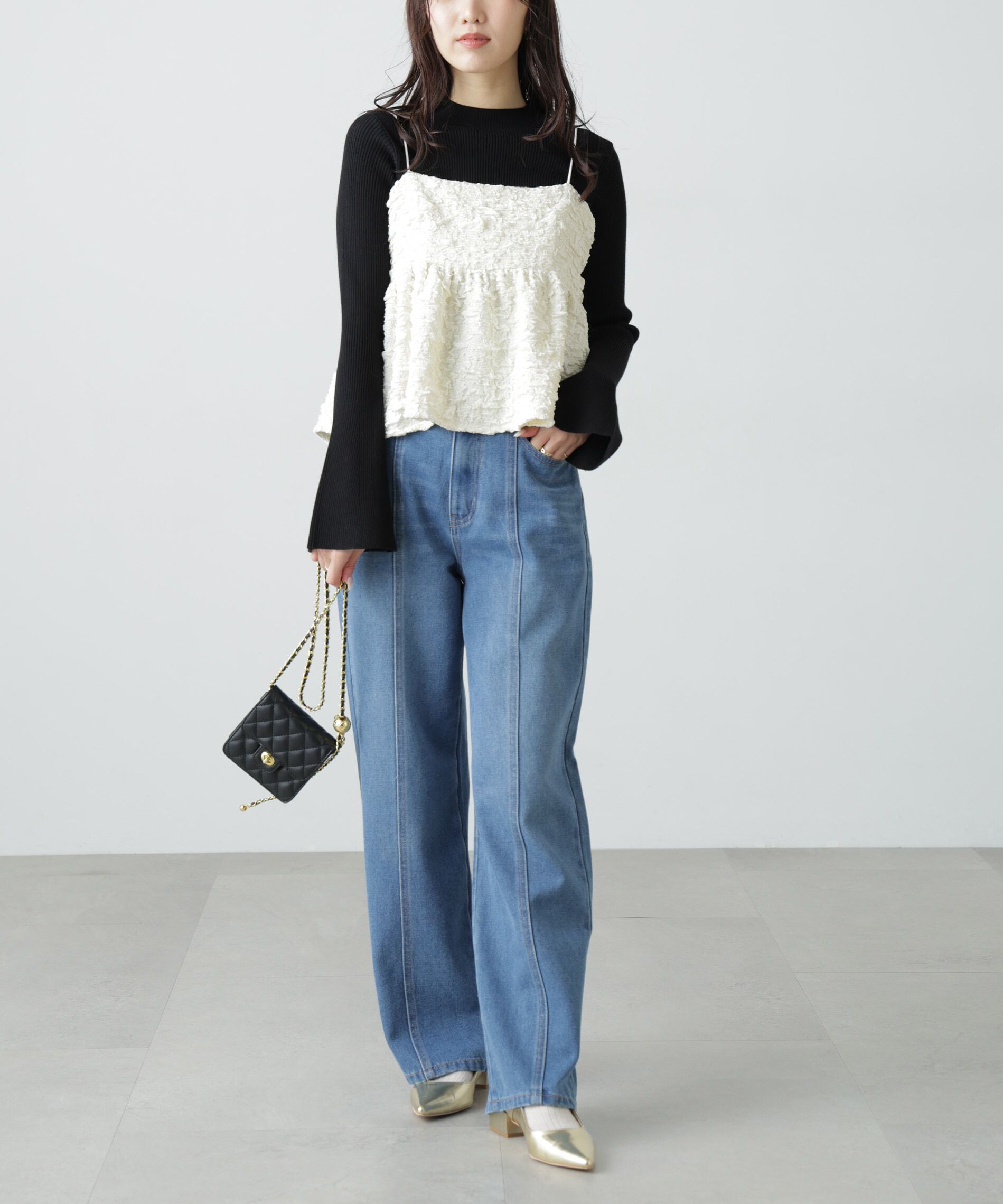  「〈洗える〉マシンウォッシャブルフレアスリーブニット」|ニット・セーター|