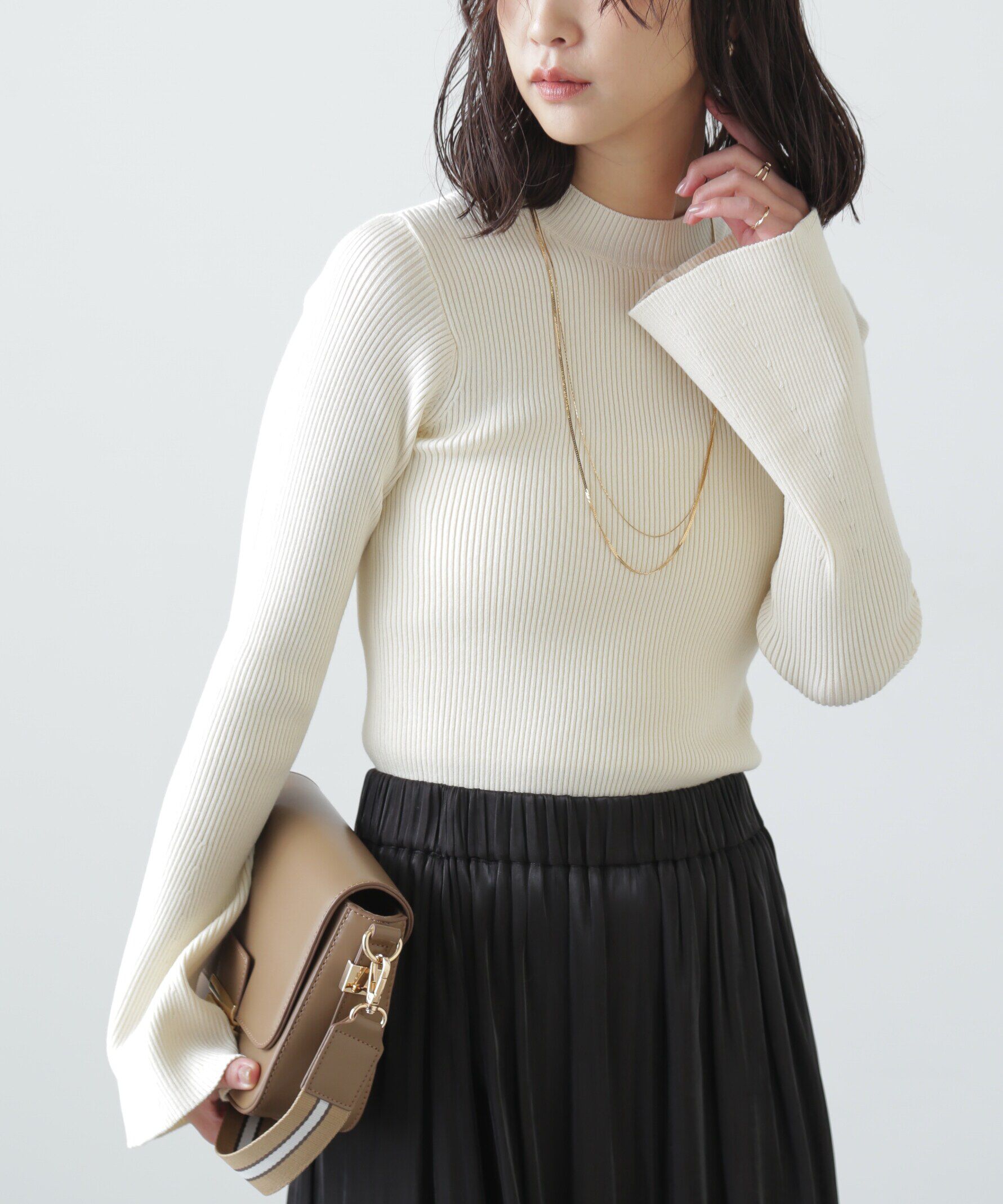  「〈洗える〉マシンウォッシャブルフレアスリーブニット」|ニット・セーター|ホワイト