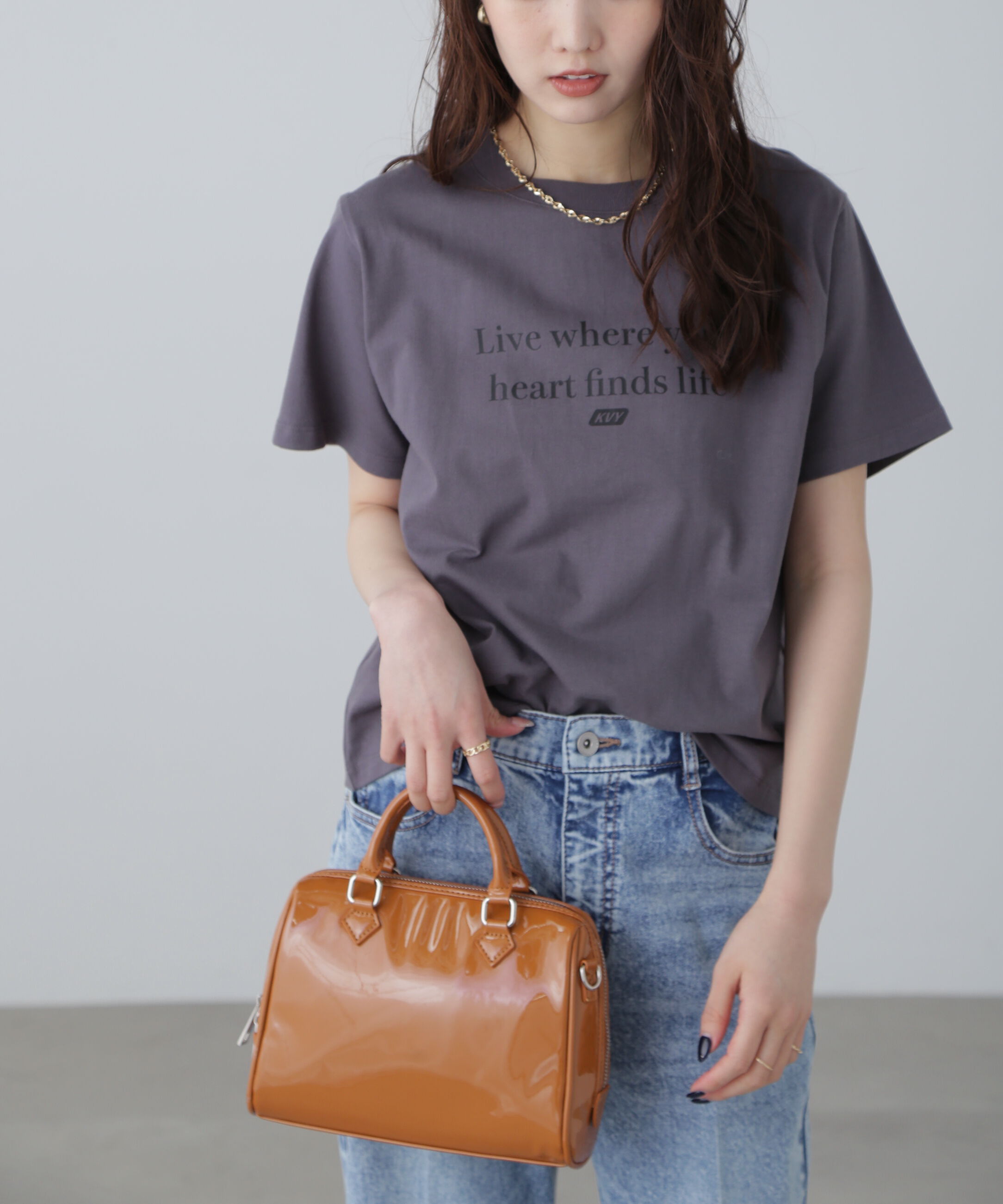  「シンプルロゴT」|Tシャツ・カットソー|チャコール&times;ブ