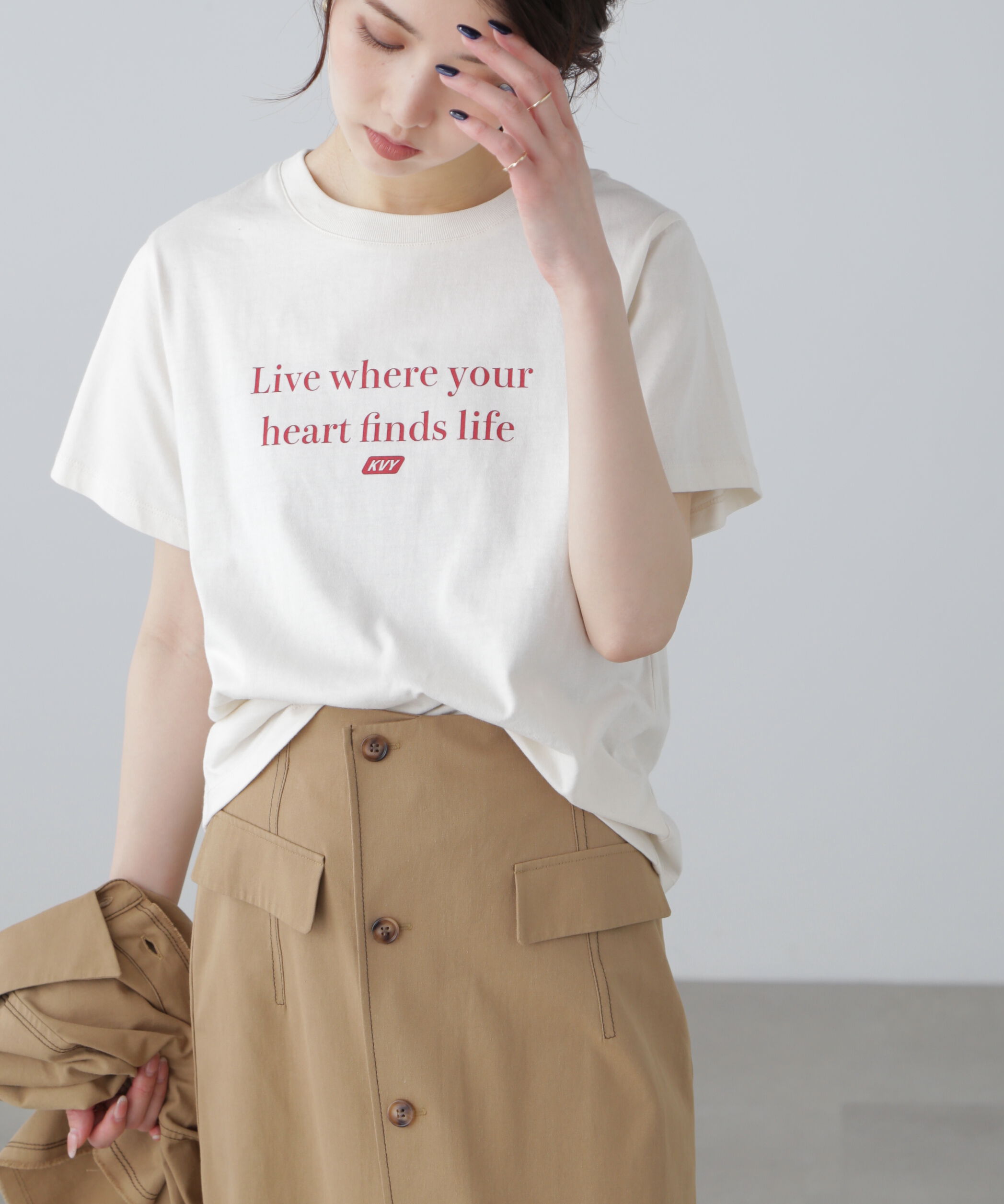  「シンプルロゴT」|Tシャツ・カットソー|ホワイト&times;レ  1