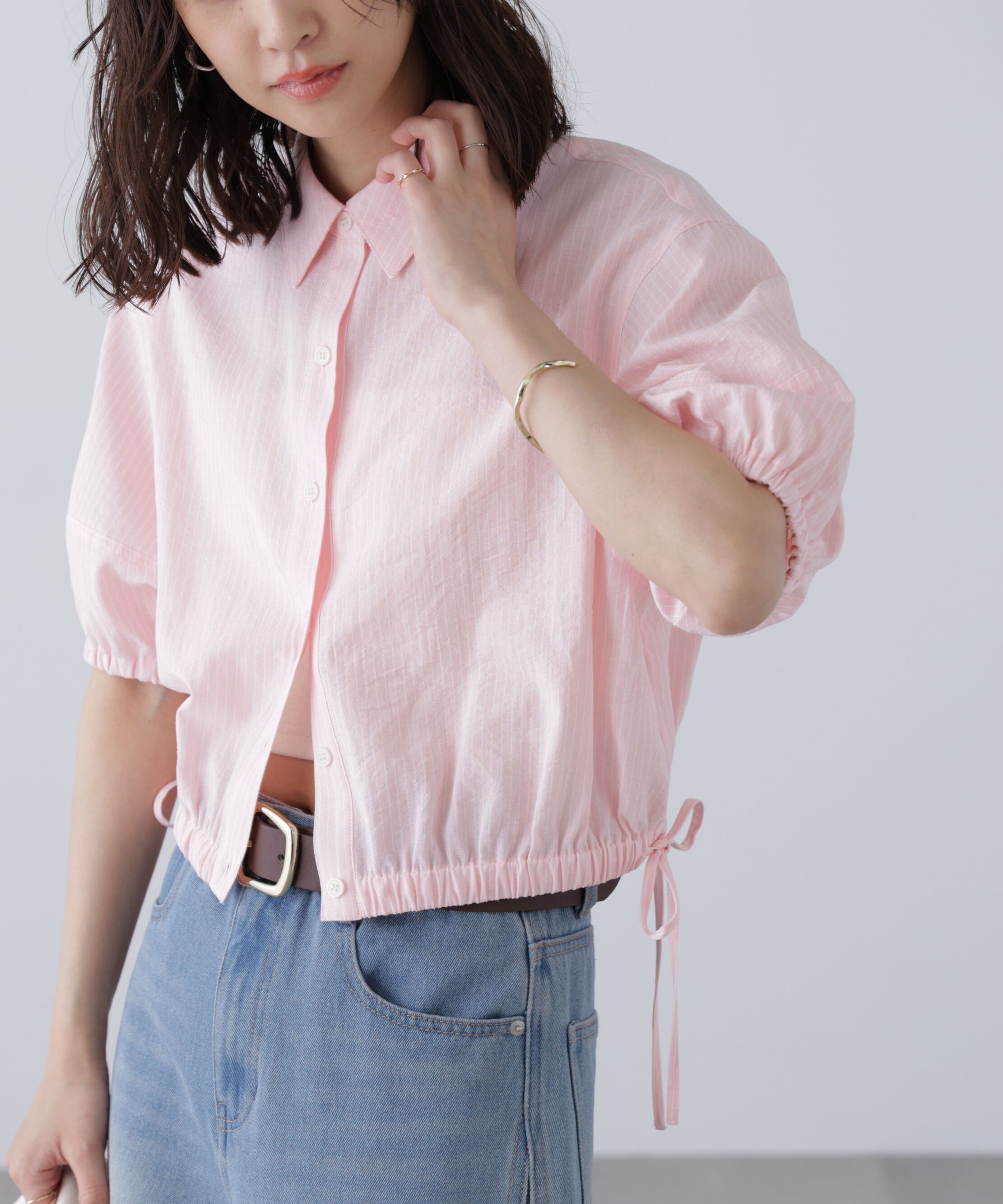  「裾ドロスト半袖ブラウス」|シャツ・ブラウス|