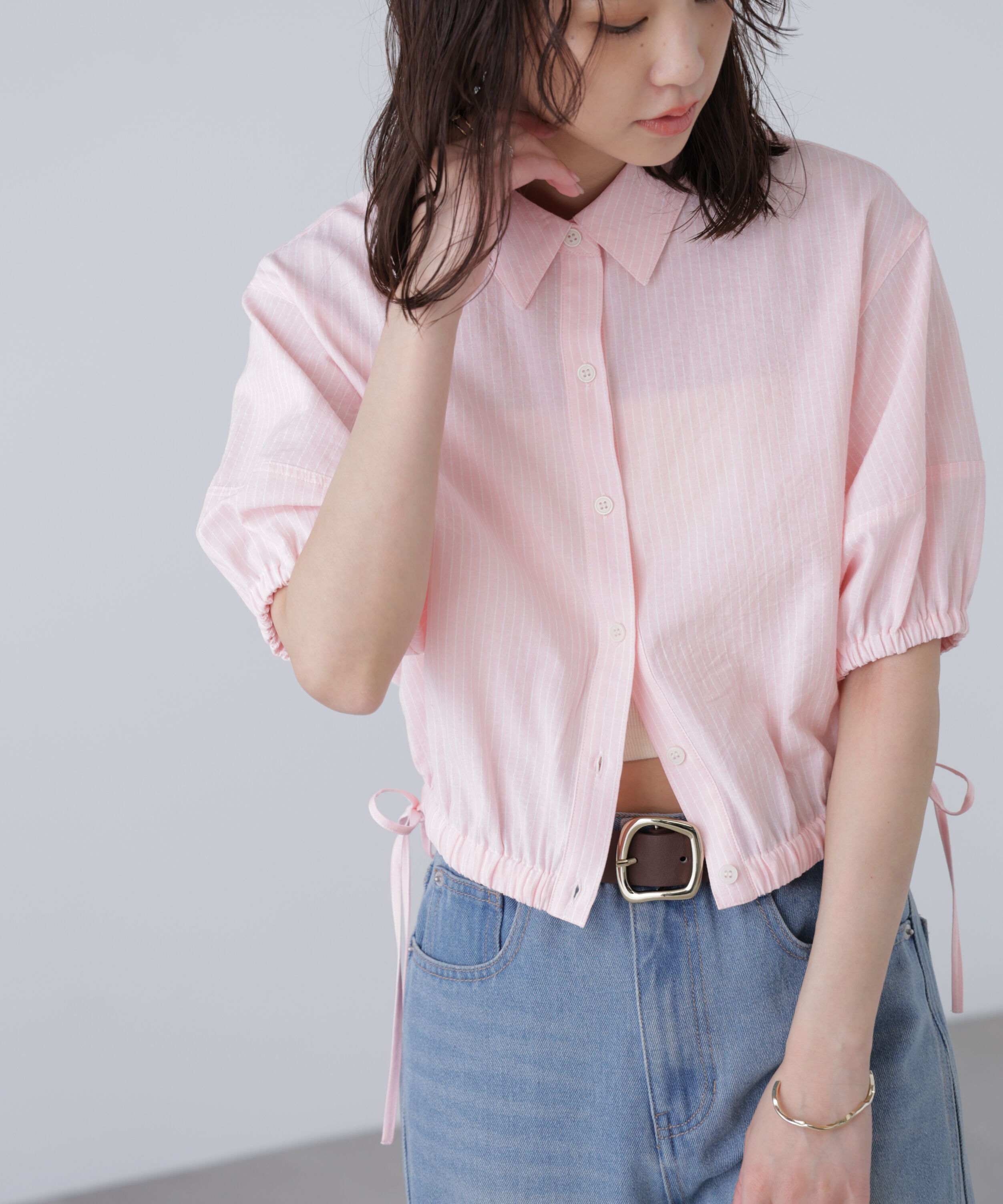  「裾ドロスト半袖ブラウス」|シャツ・ブラウス|