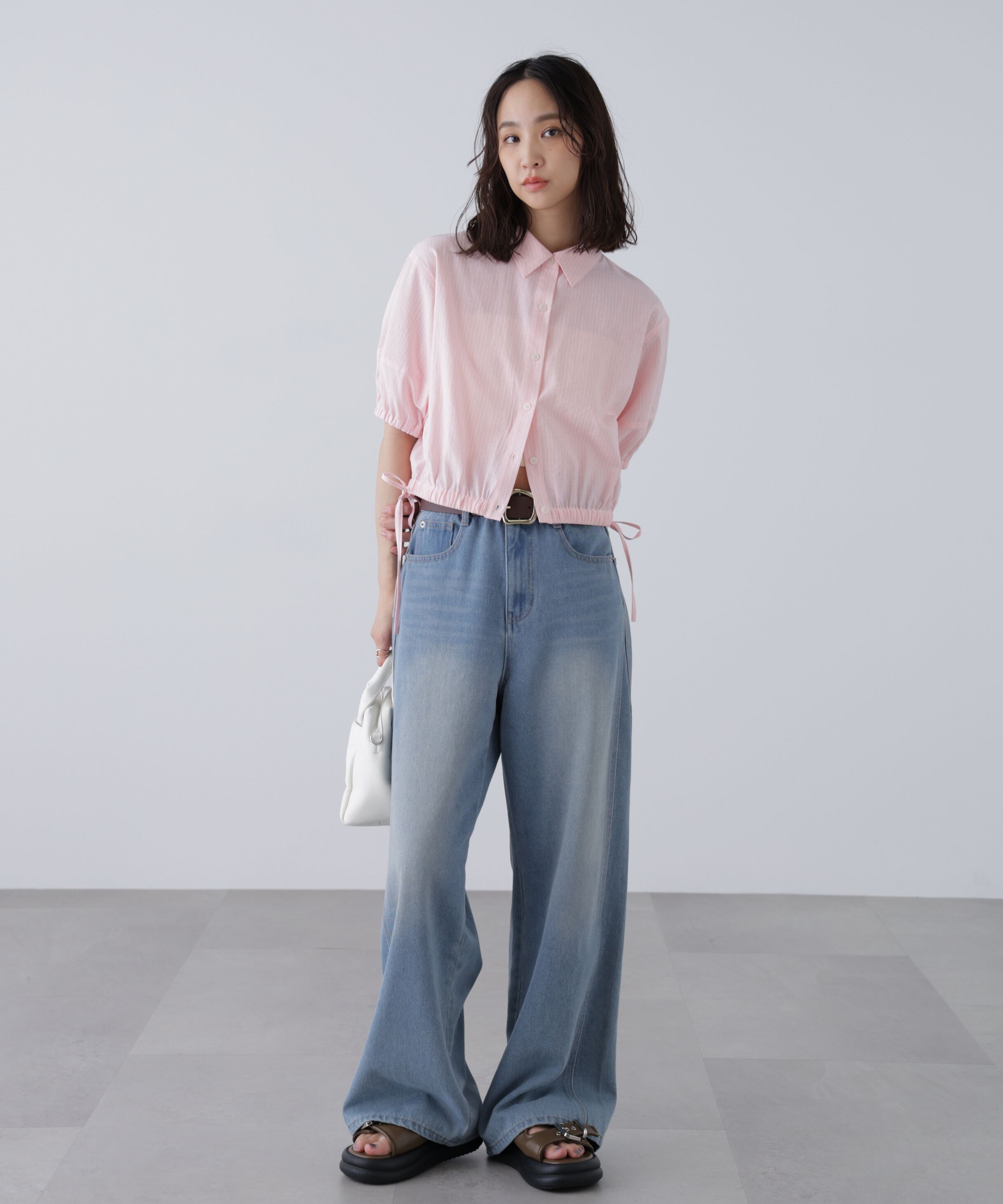  「裾ドロスト半袖ブラウス」|シャツ・ブラウス|