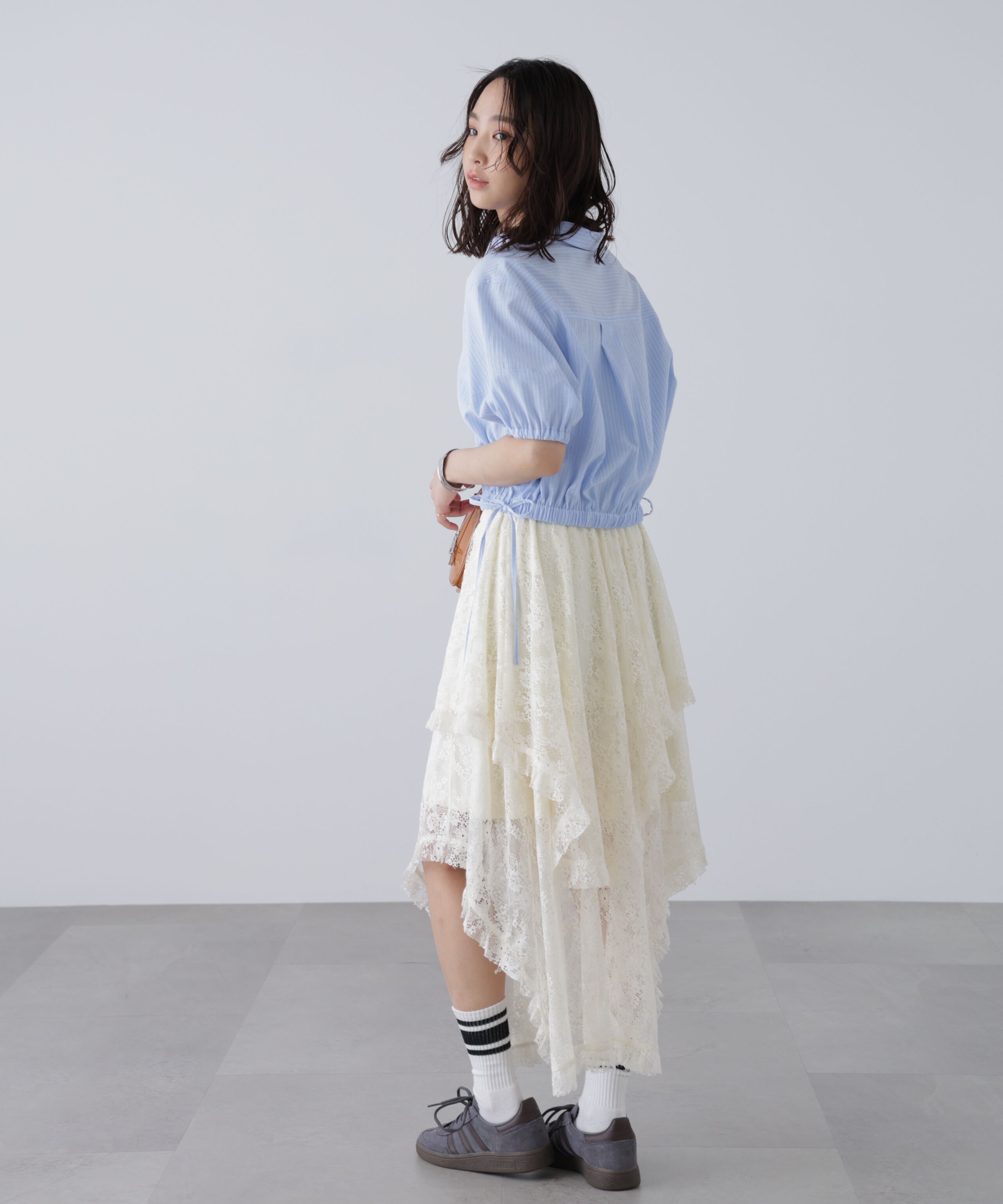  「裾ドロスト半袖ブラウス」|シャツ・ブラウス|