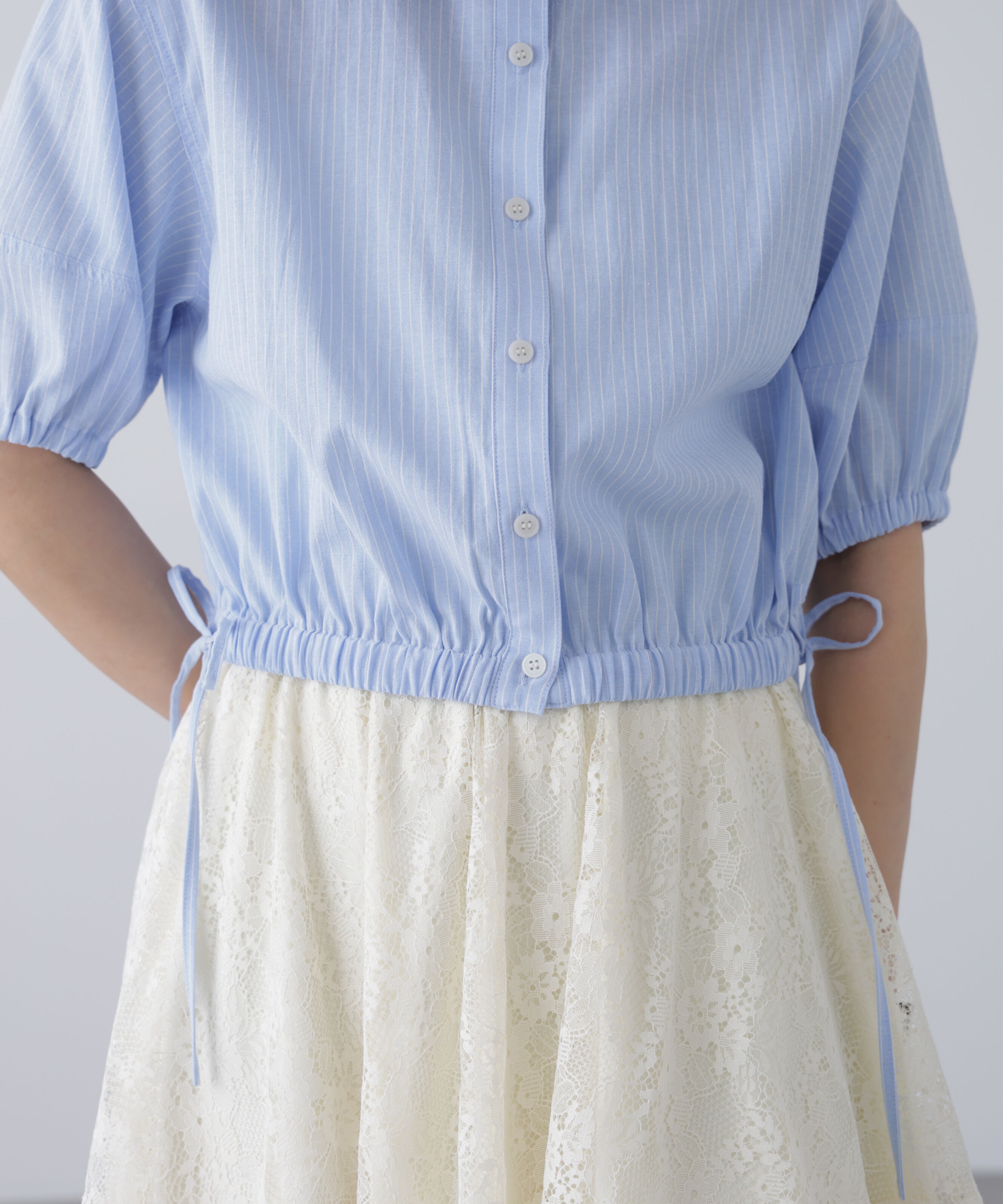  「裾ドロスト半袖ブラウス」|シャツ・ブラウス|