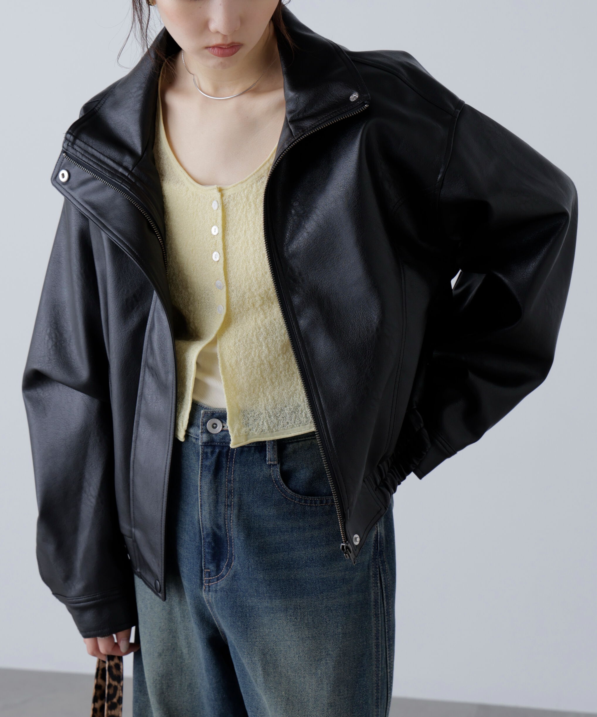  「スタンド合皮ブルゾン」|ブルゾン・スタジャン|