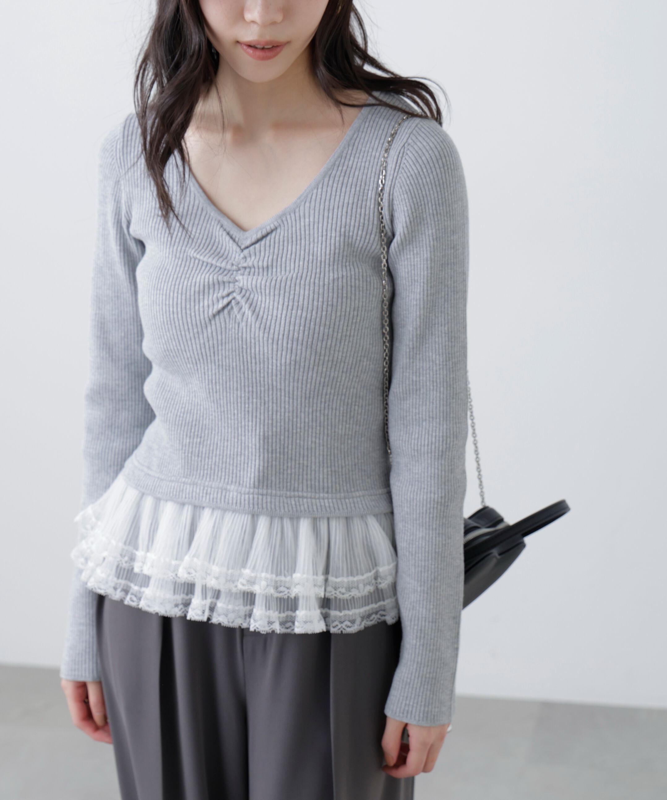  「レイヤードデザインリブニット」|ニット・セーター|