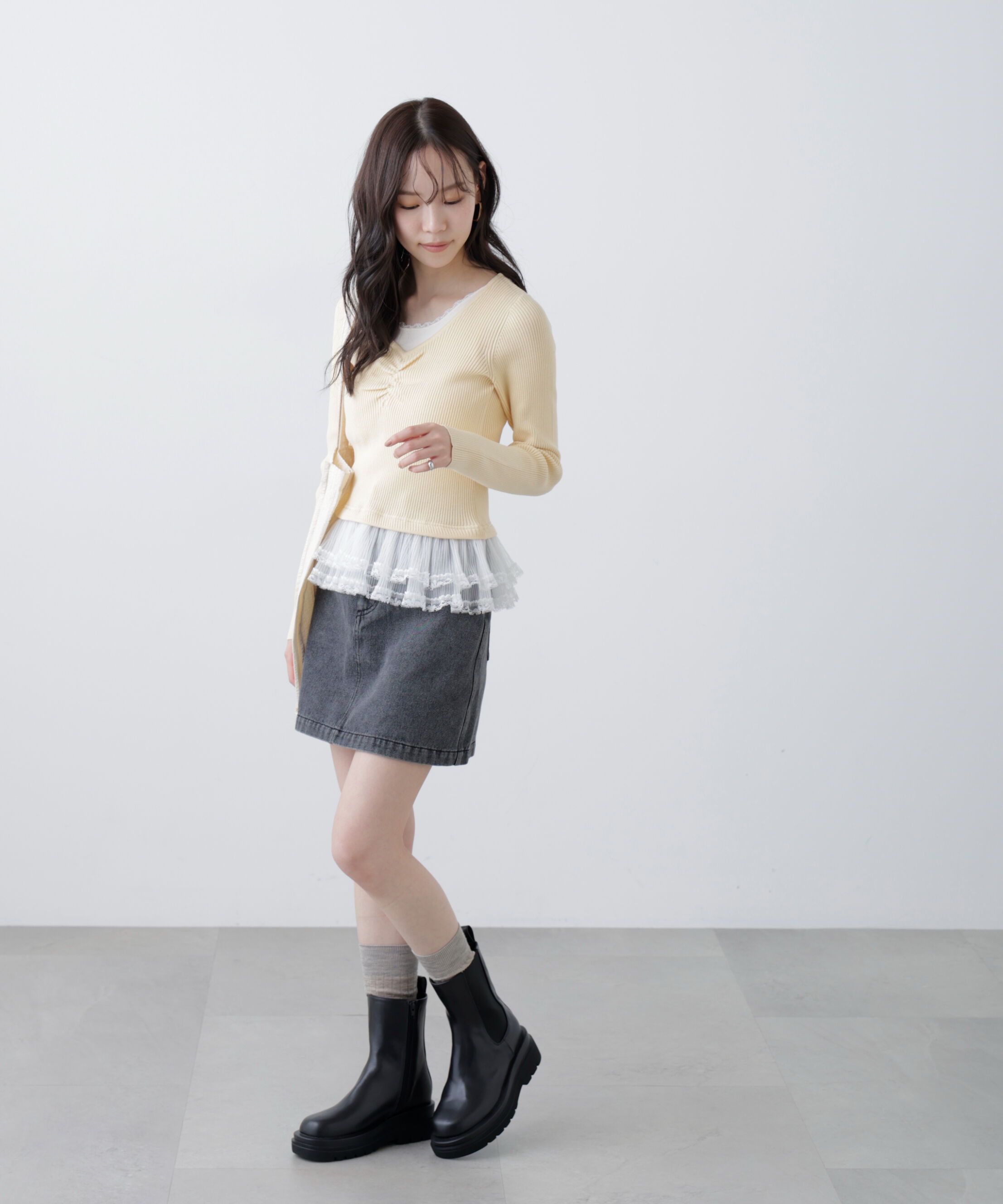  「レイヤードデザインリブニット」|ニット・セーター|