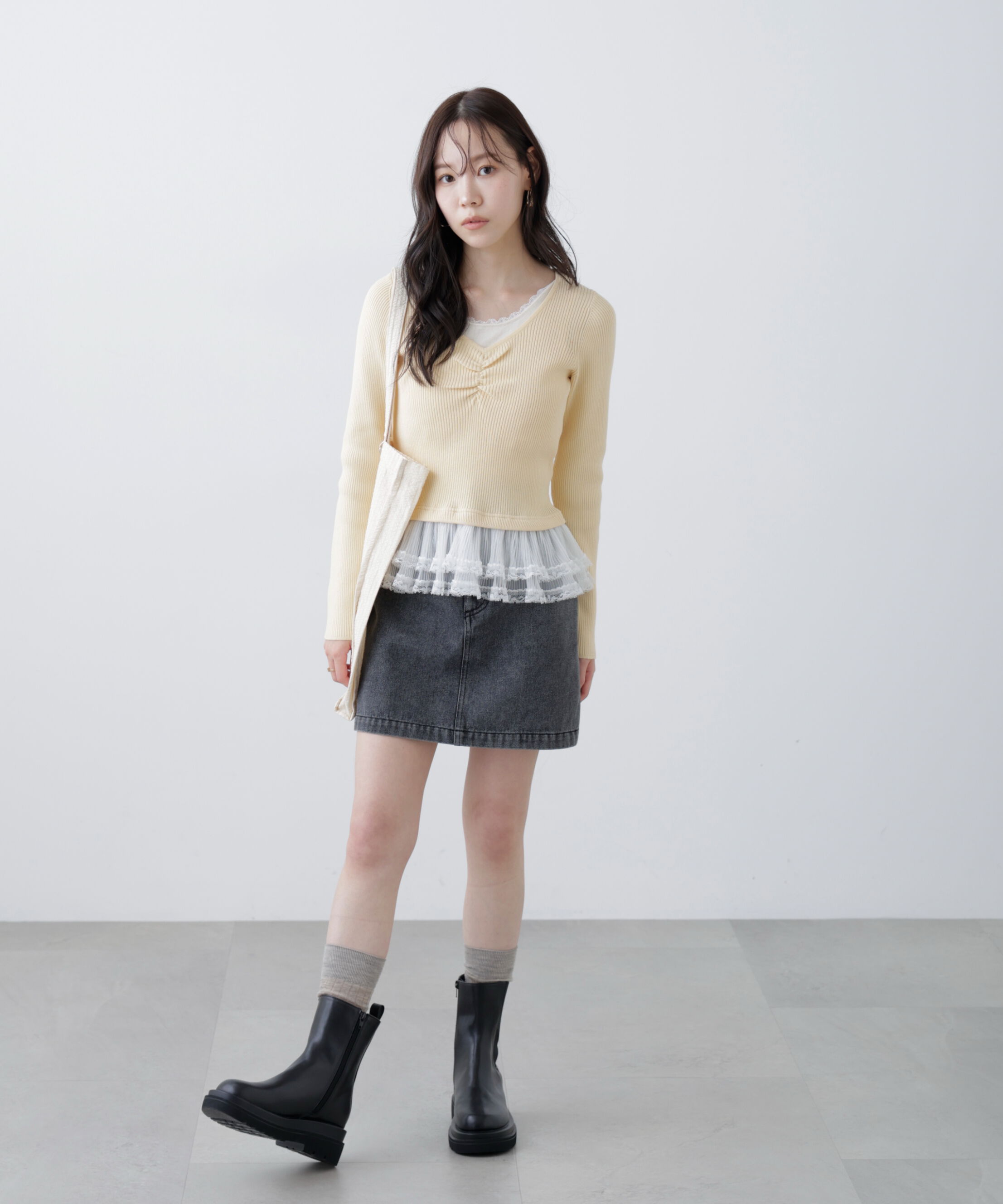  「レイヤードデザインリブニット」|ニット・セーター|