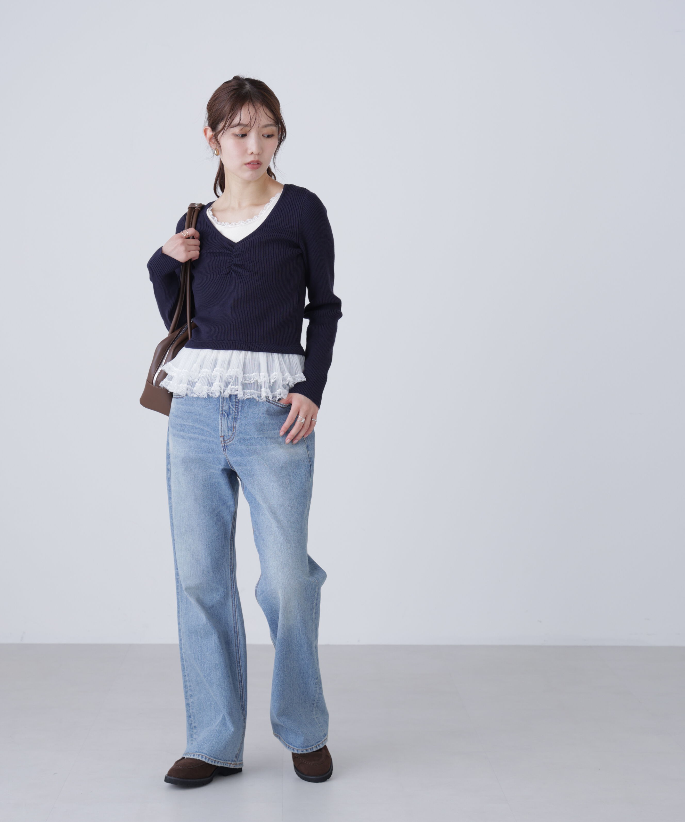  「レイヤードデザインリブニット」|ニット・セーター|