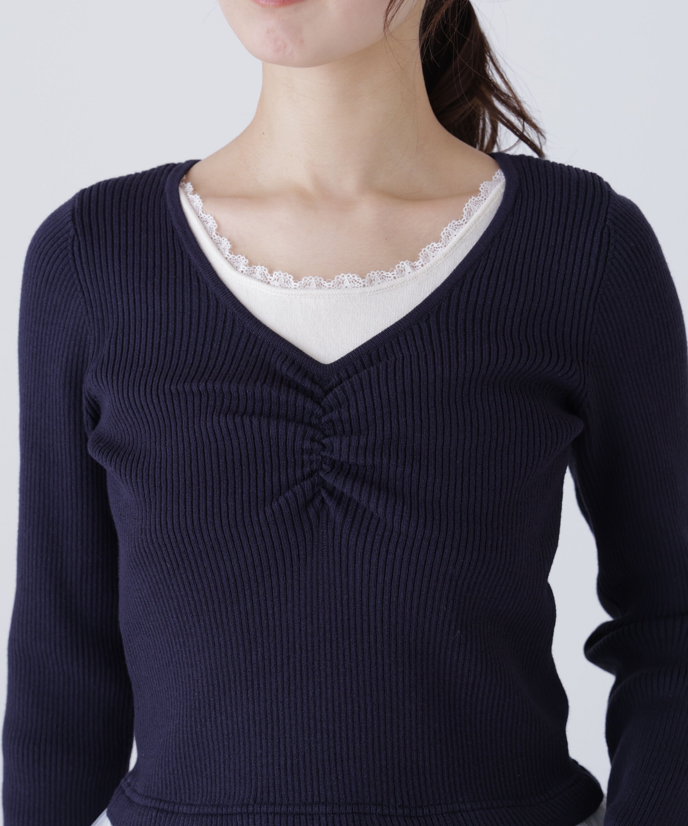  「レイヤードデザインリブニット」|ニット・セーター|