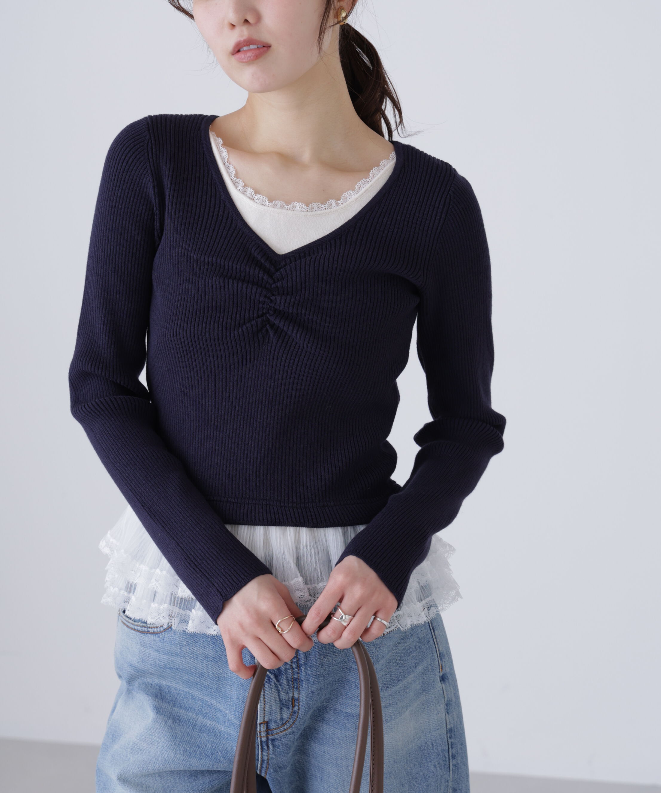  「レイヤードデザインリブニット」|ニット・セーター|