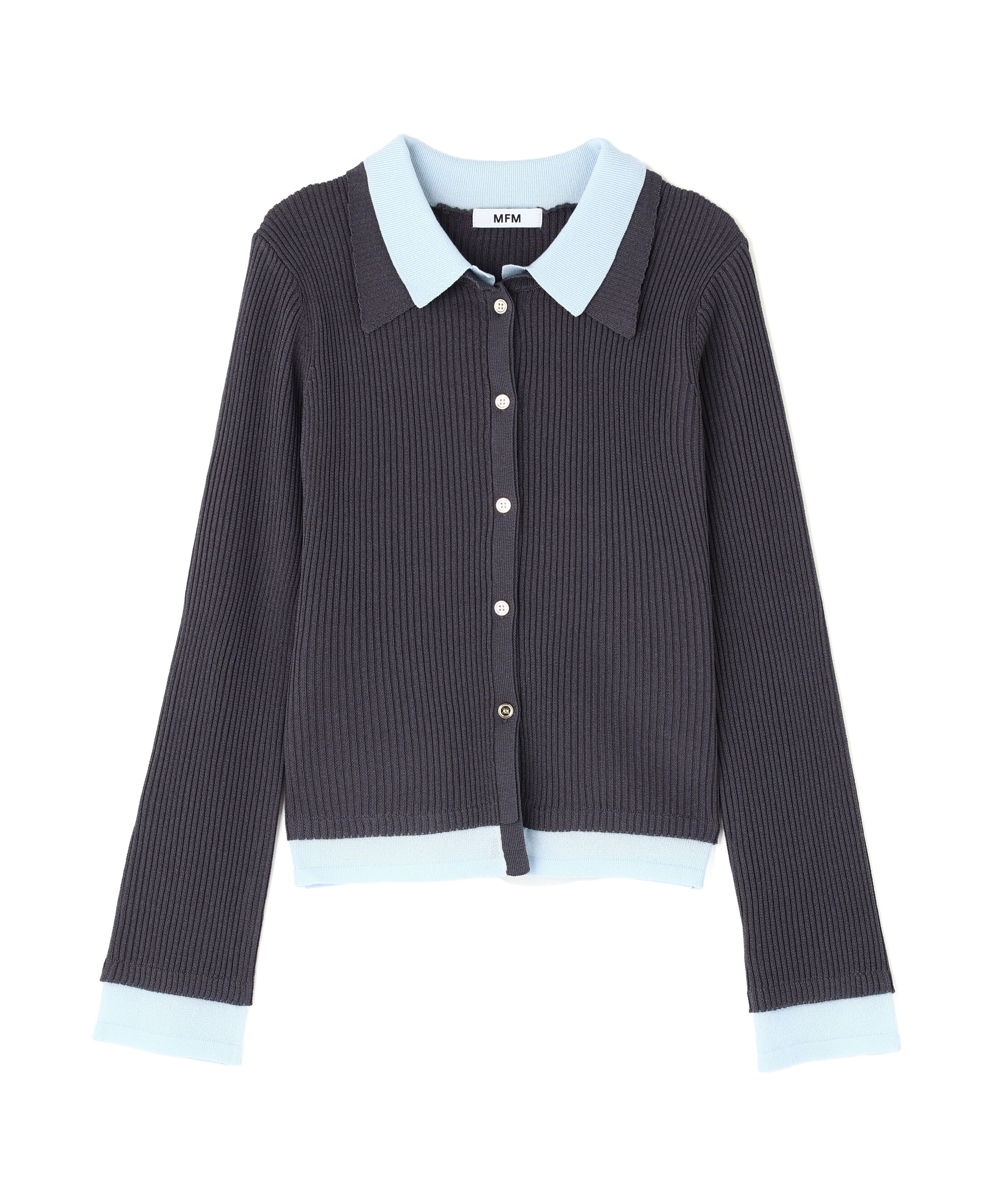  「レイヤー襟ポロリブニット〈MFM〉」|ニット・セーター|