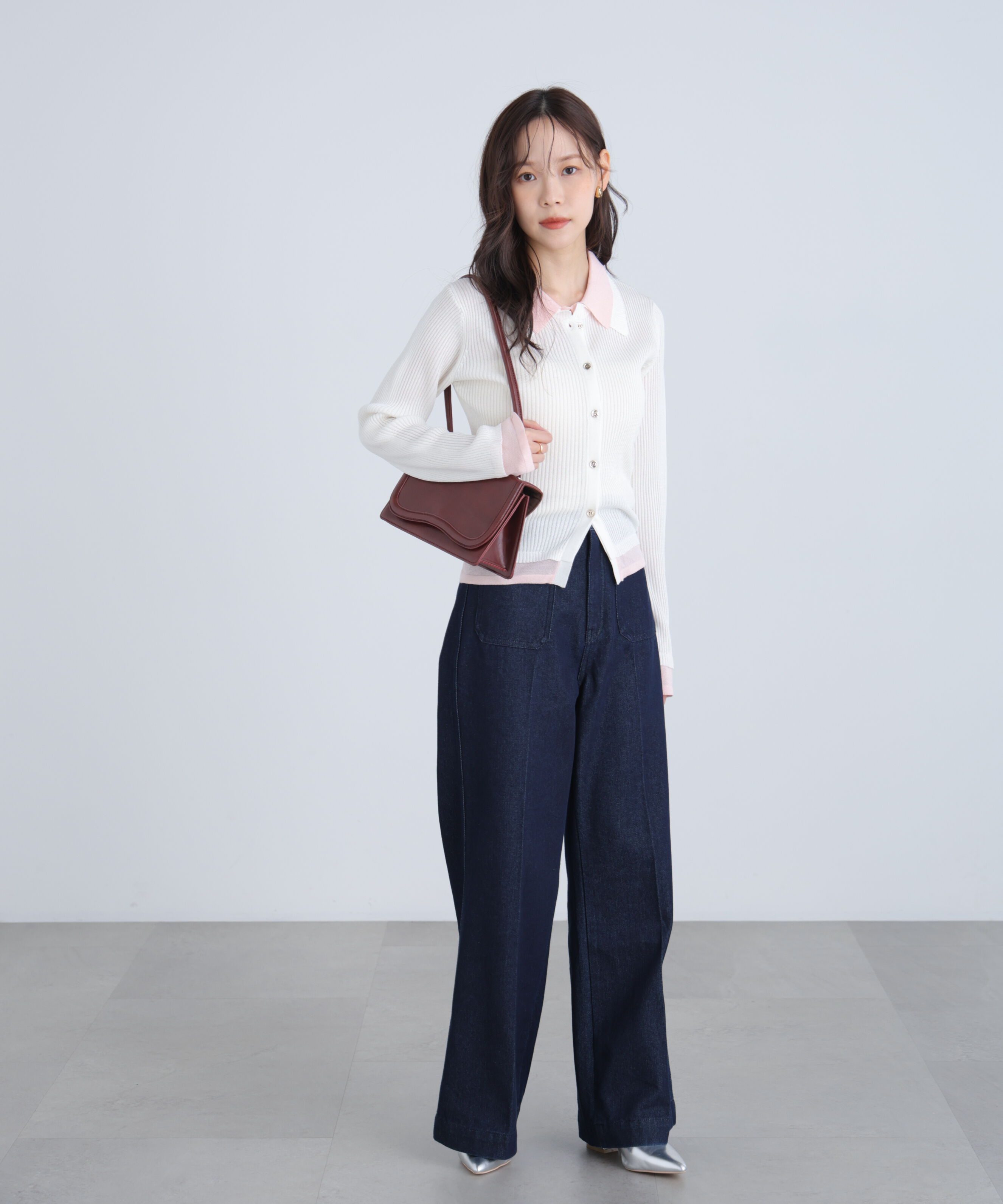  「レイヤー襟ポロリブニット〈MFM〉」|ニット・セーター|