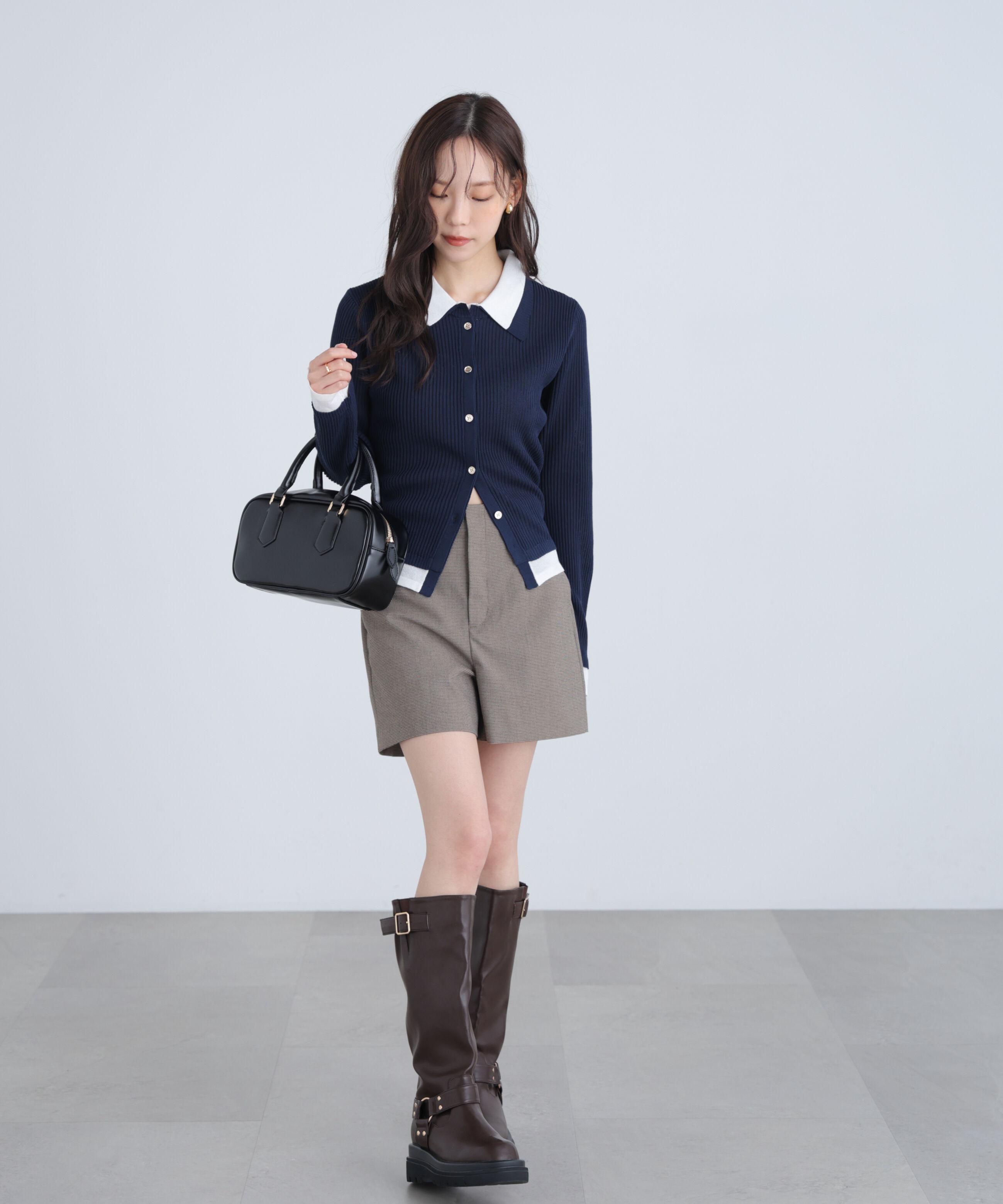  「レイヤー襟ポロリブニット〈MFM〉」|ニット・セーター|