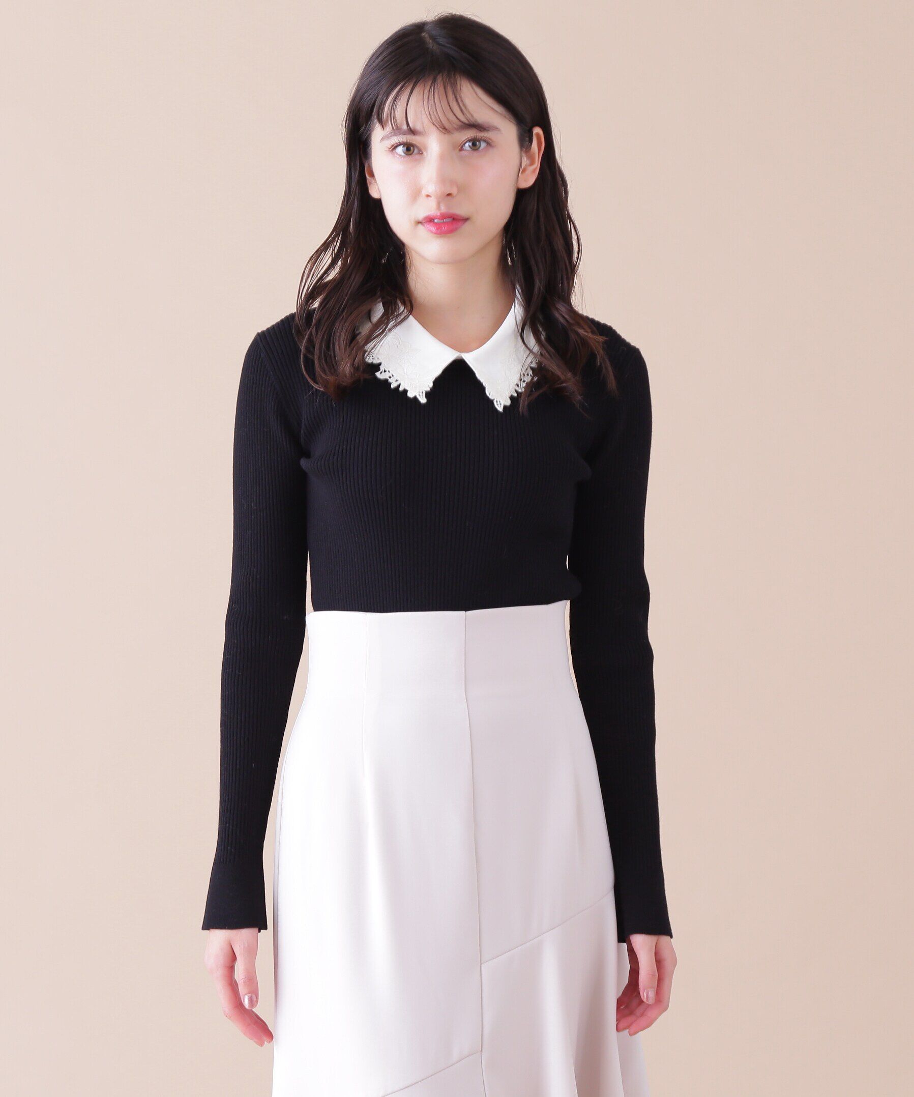  「衿付きリブニット」|ニット・セーター|