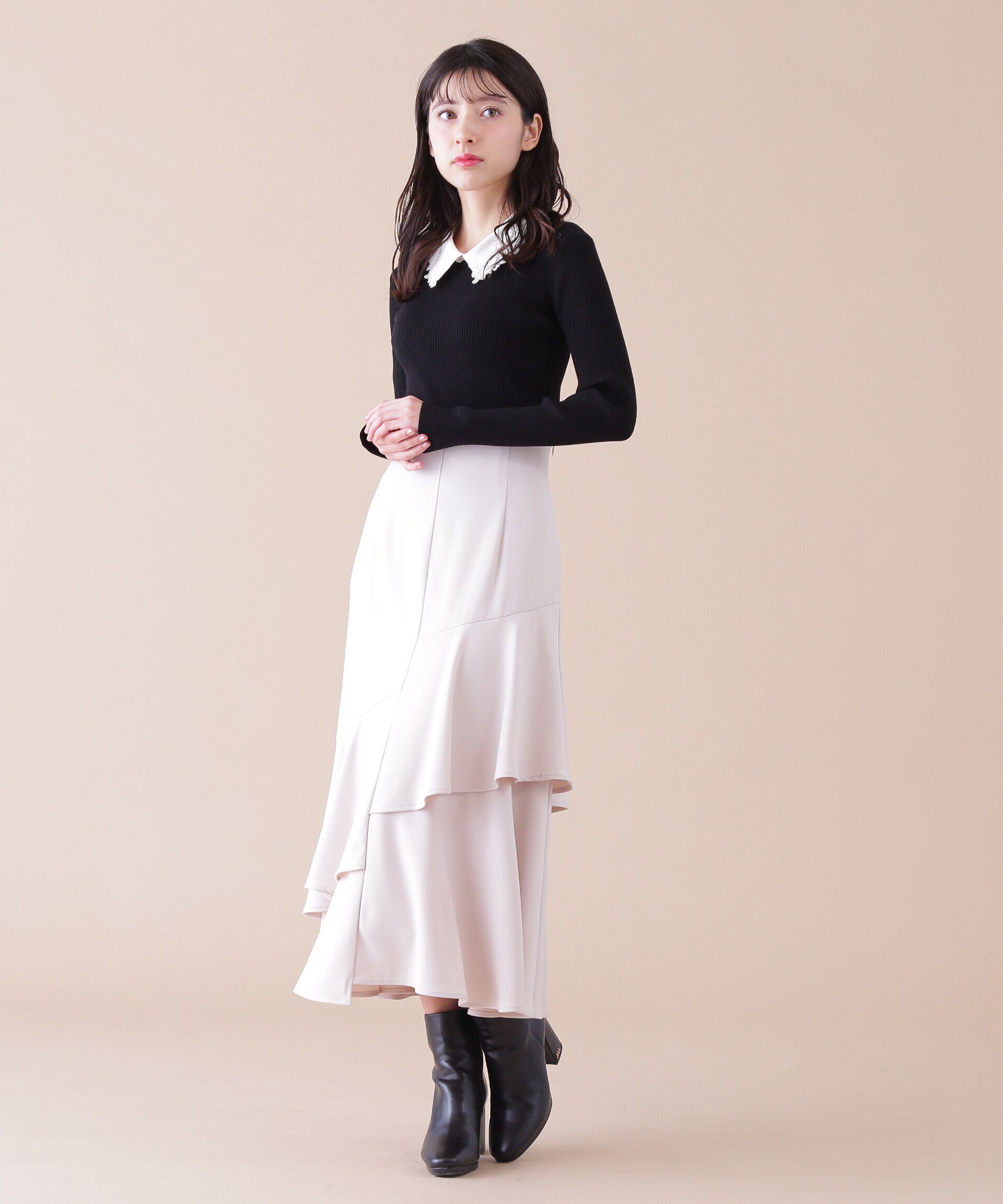  「衿付きリブニット」|ニット・セーター|