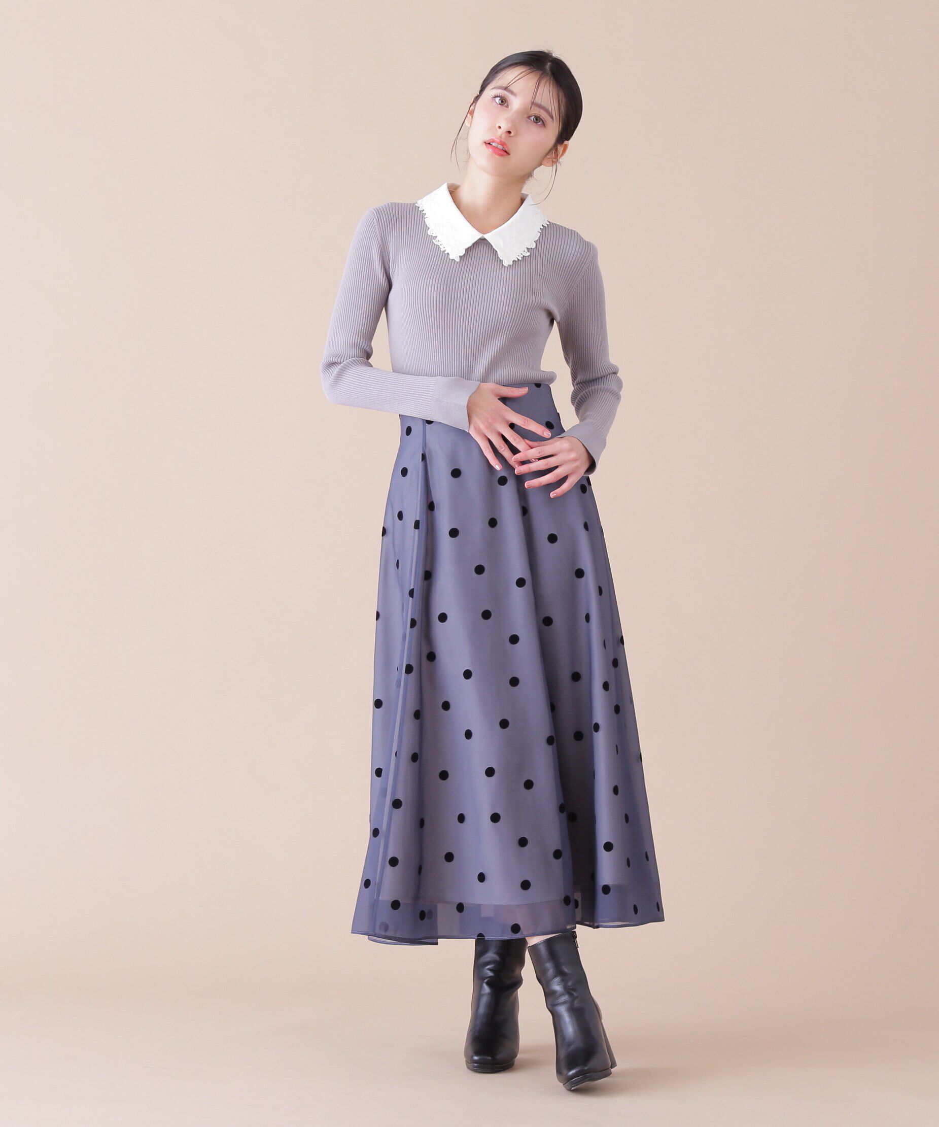  「衿付きリブニット」|ニット・セーター|