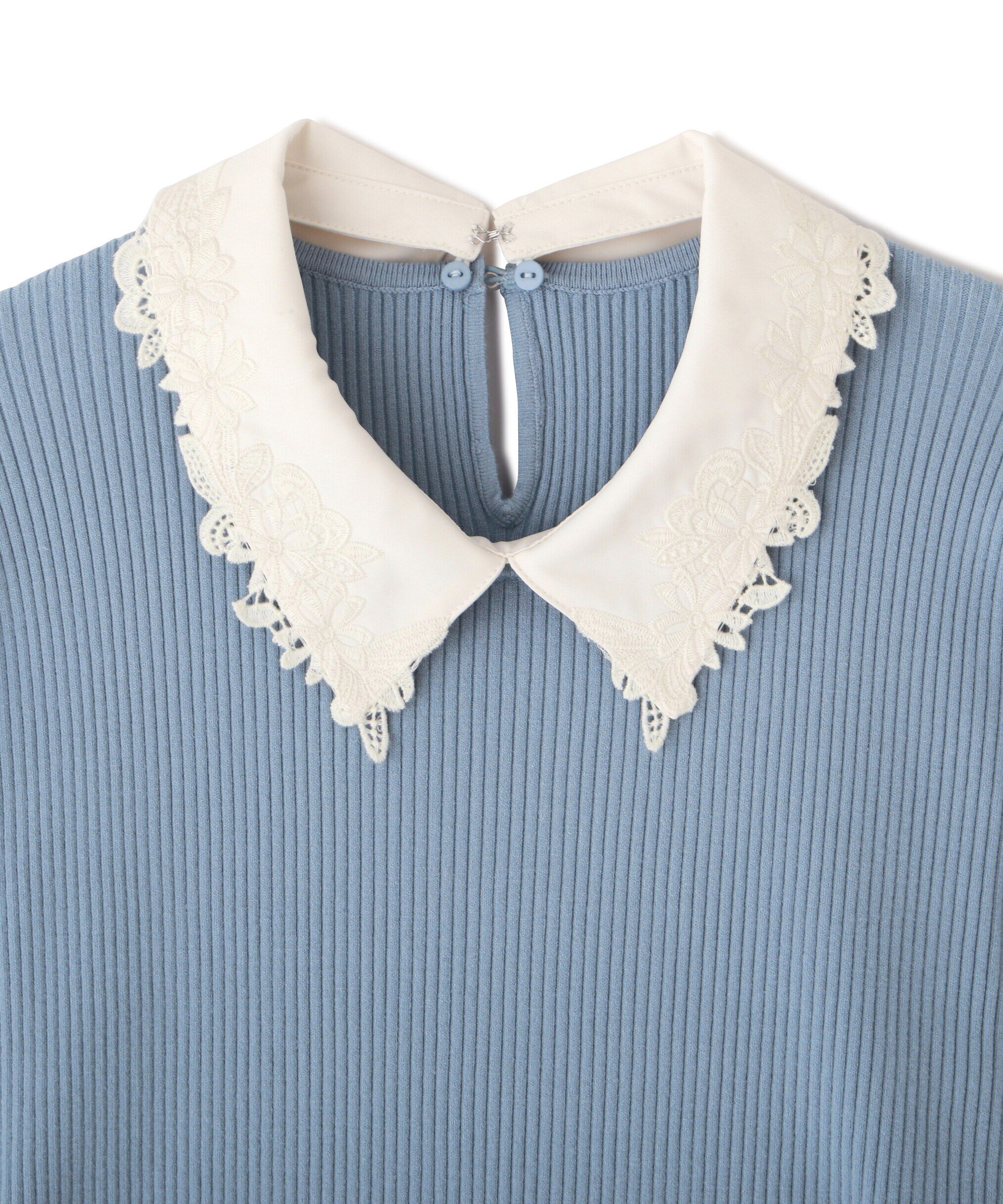  「衿付きリブニット」|ニット・セーター|