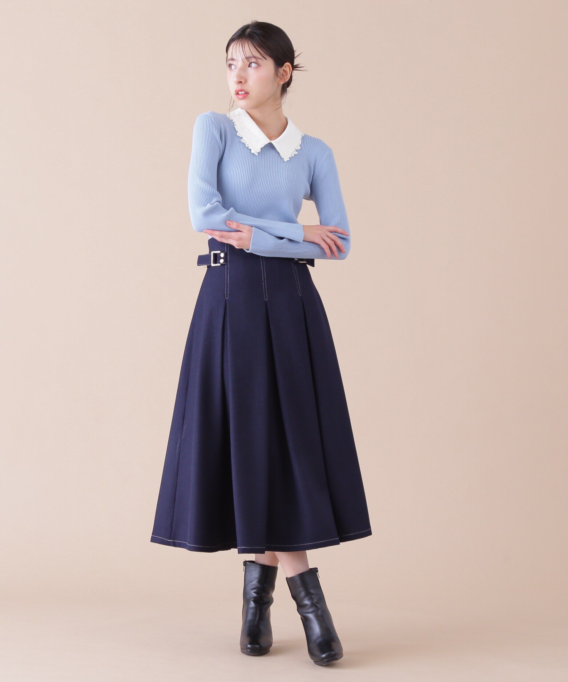  「衿付きリブニット」|ニット・セーター|