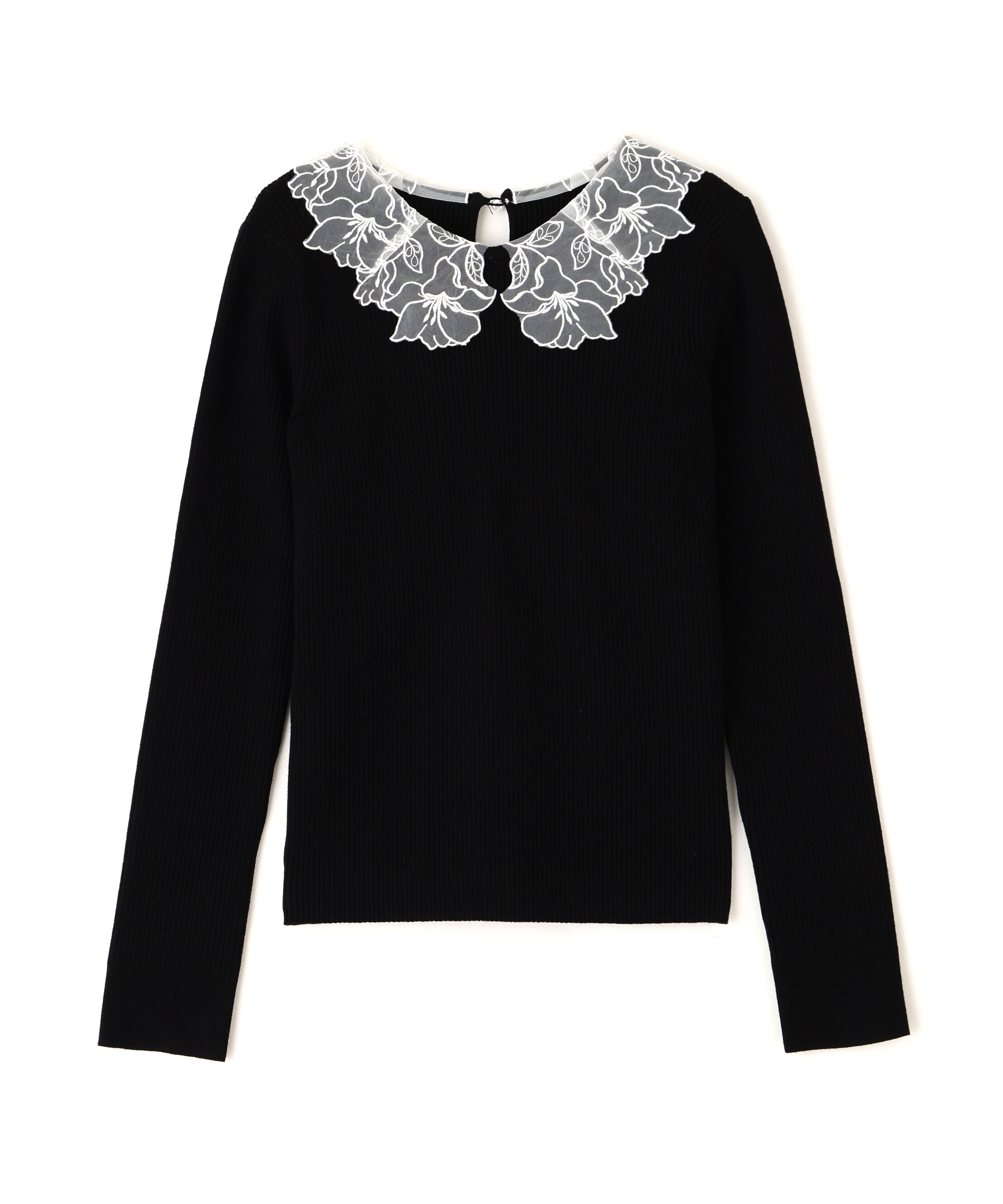  「レース襟コンパクトリブニット」|ニット・セーター|