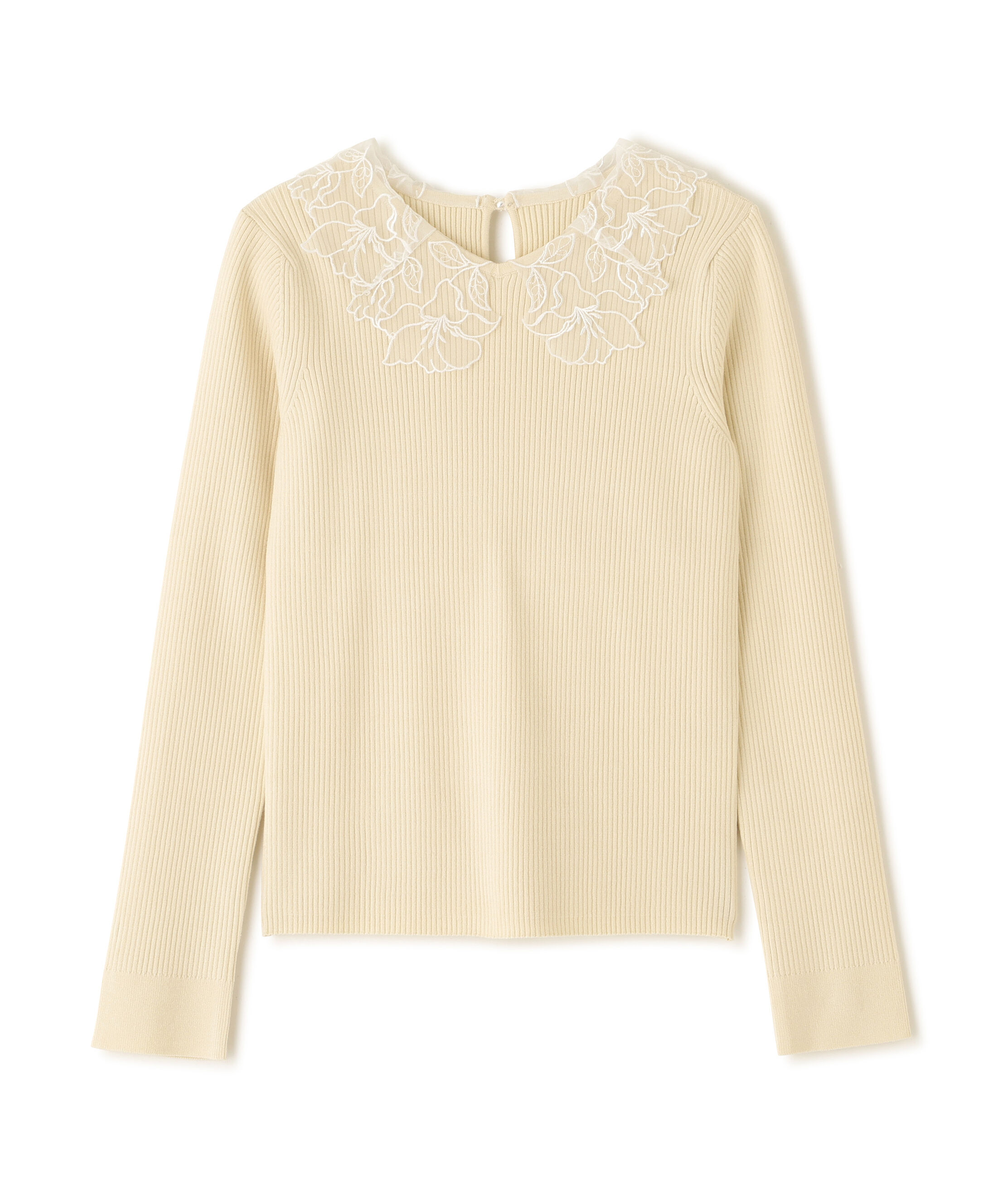  「レース襟コンパクトリブニット」|ニット・セーター|