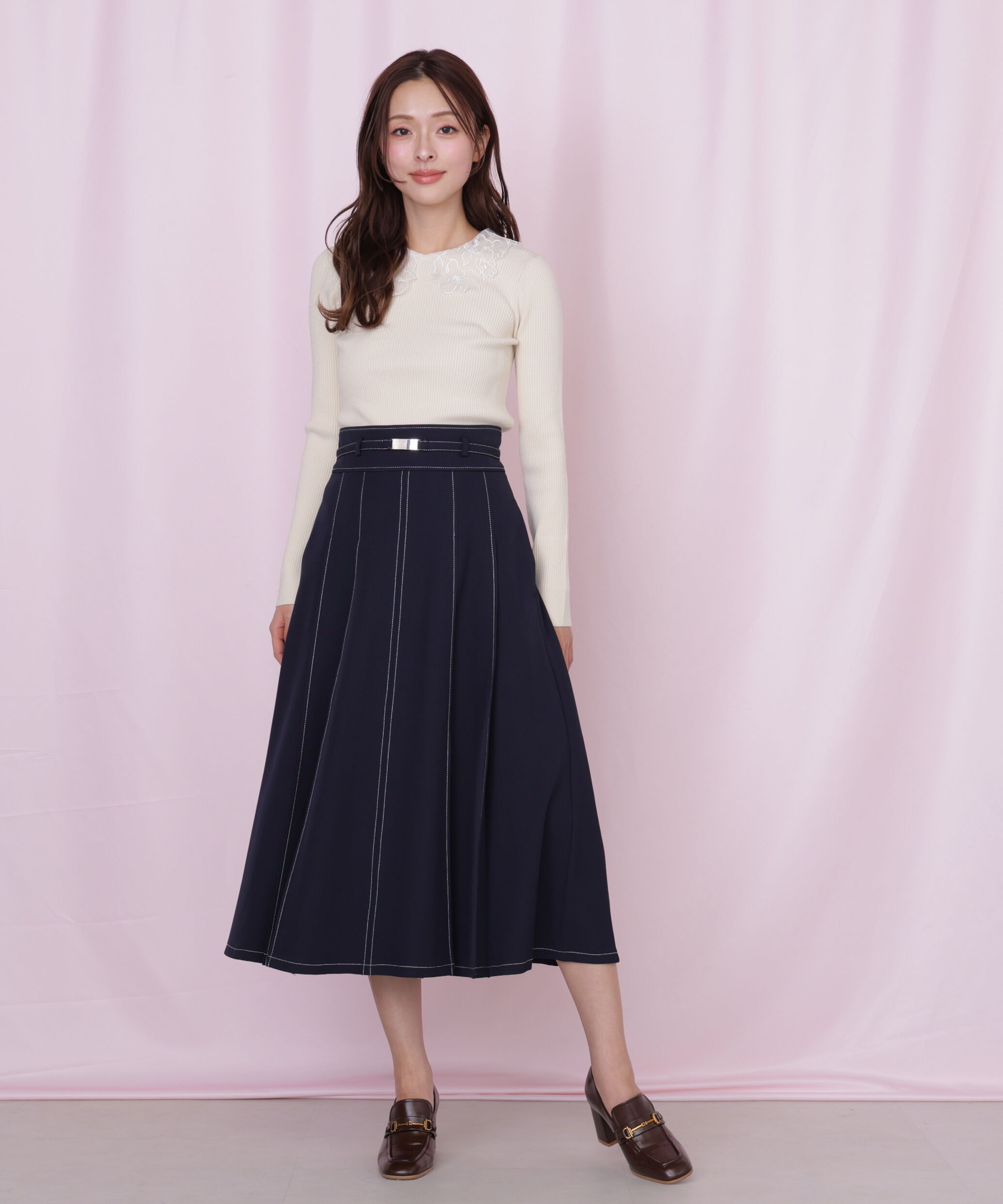  「レース襟コンパクトリブニット」|ニット・セーター|