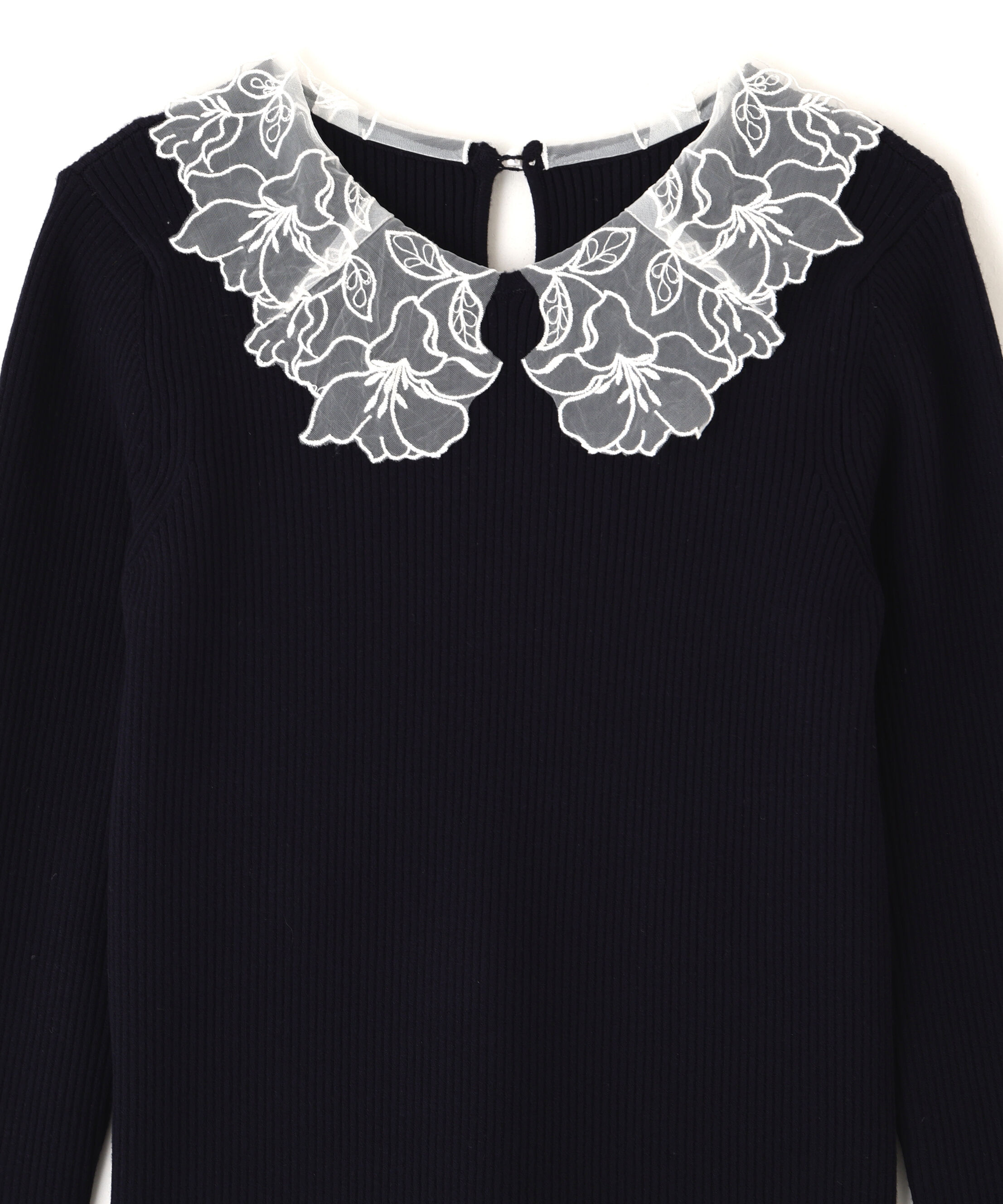  「レース襟コンパクトリブニット」|ニット・セーター|