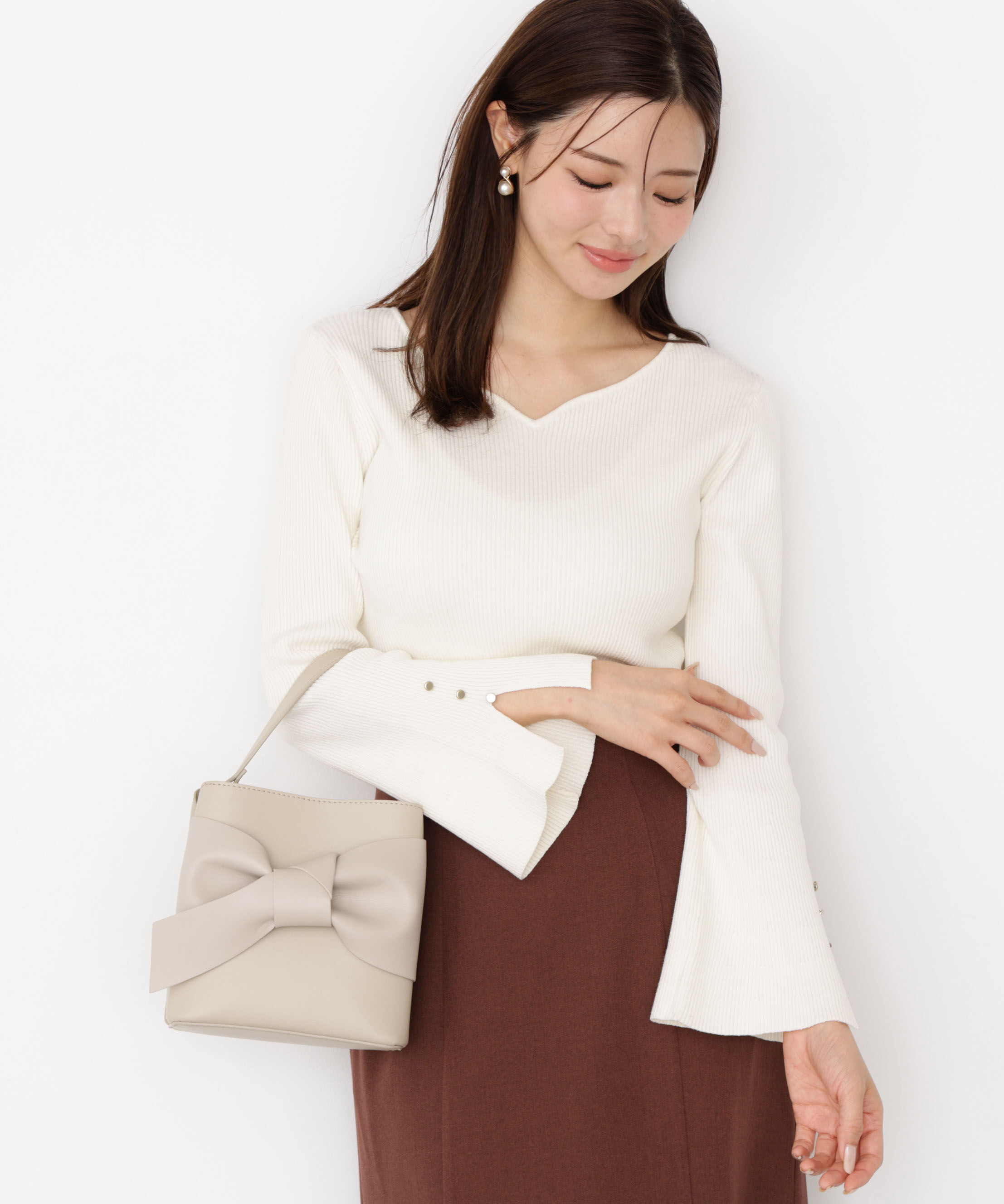 PROPORTION BODY DRESSING「＜ハンドウォッシャブル＞ハートカットリブニット 25AW」|ニット・セーター|エクリュ1