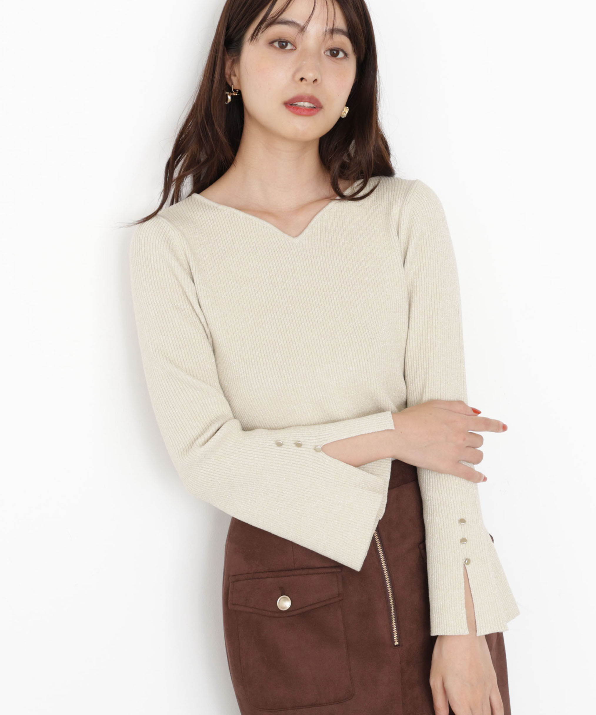 PROPORTION BODY DRESSING「＜ハンドウォッシャブル＞ハートカットリブニット 25AW」|ニット・セーター|ゴールド