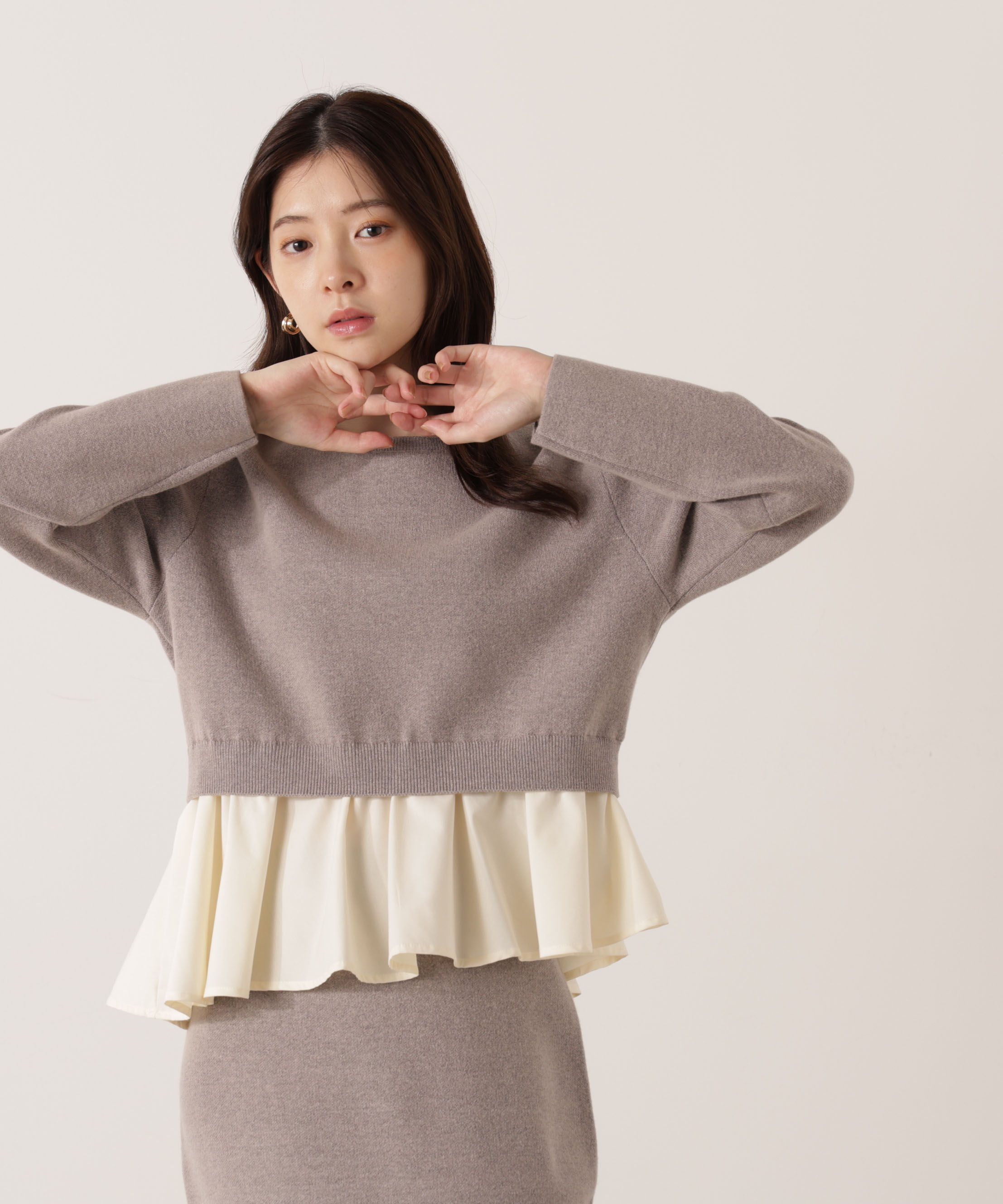 PROPORTION BODY DRESSING「＜ウォッシャブル＞ランダムヘムペプラムニットSETUP 25AW」|ワンピース|