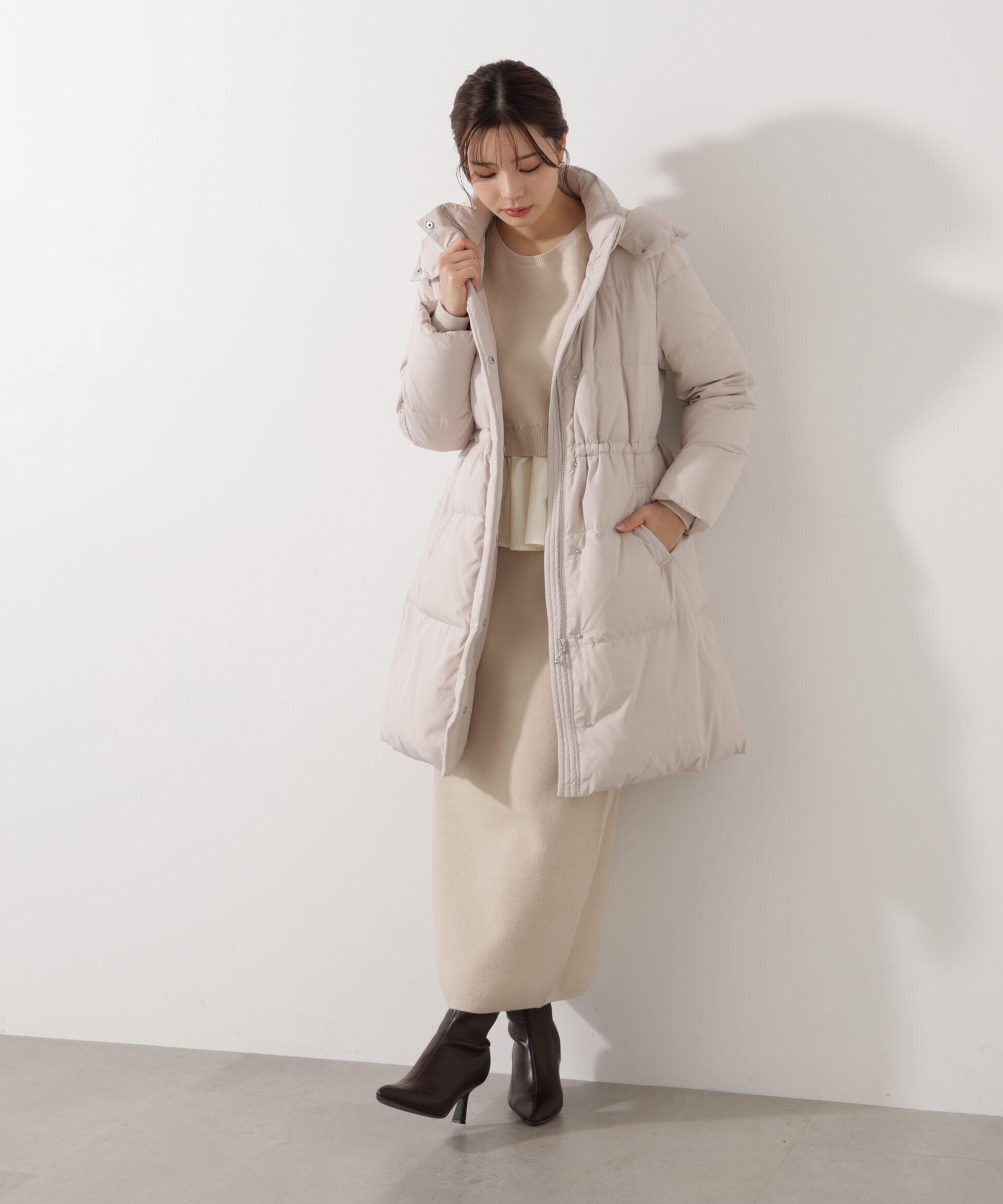 PROPORTION BODY DRESSING「＜ウォッシャブル＞ランダムヘムペプラムニットSETUP 25AW」|ワンピース|
